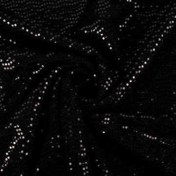 SCHÖNER LEBEN. Stoff Bekleidungsstoff Stretch Lurex Pailletten Glitzer schwarz 1,45m Breite, mit Metallic-Effekt
