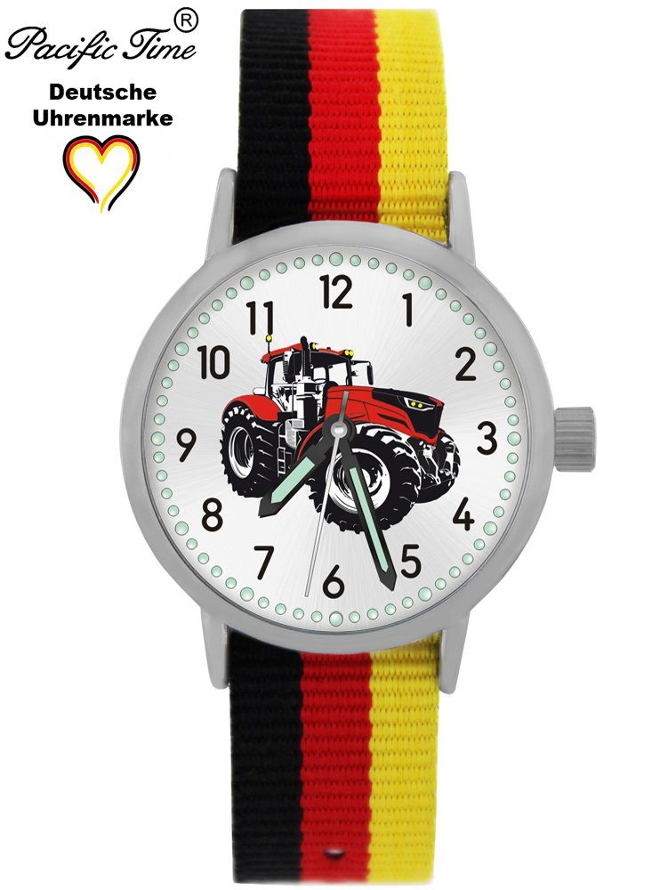 Quarzuhr Wechselarmband, Traktor - Design Gratis Time schwarz Mix Versand und gelb rot Armbanduhr Kinder Match Pacific rot