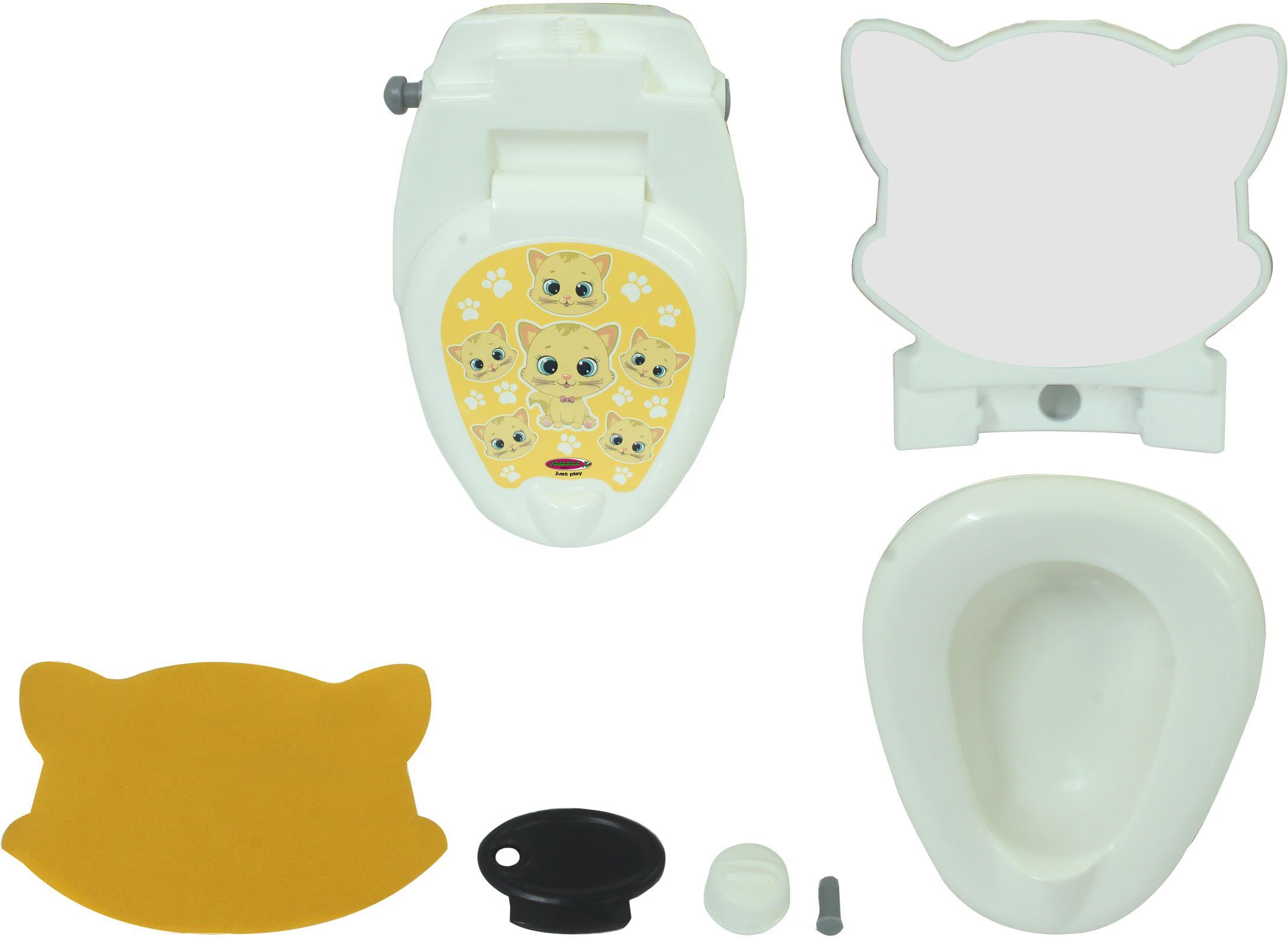 Jamara Toilet Trainer My Little Toilet, Cat, with Flushing Sound and Toilet Paper Holder