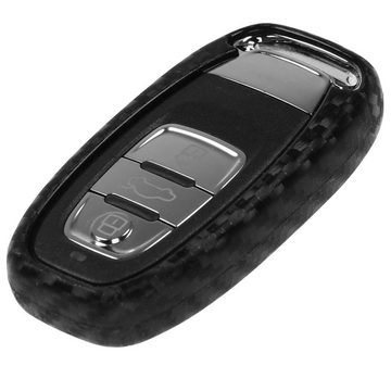 mt-key Schlüsseltasche Autoschlüssel Softcase Silikon Schutzhülle im Carbon Look, für Audi A5 S5 A4 S4 Q3 Q5 A6 S6 R8 TT 3 Tasten KEYLESS SMARTKEY