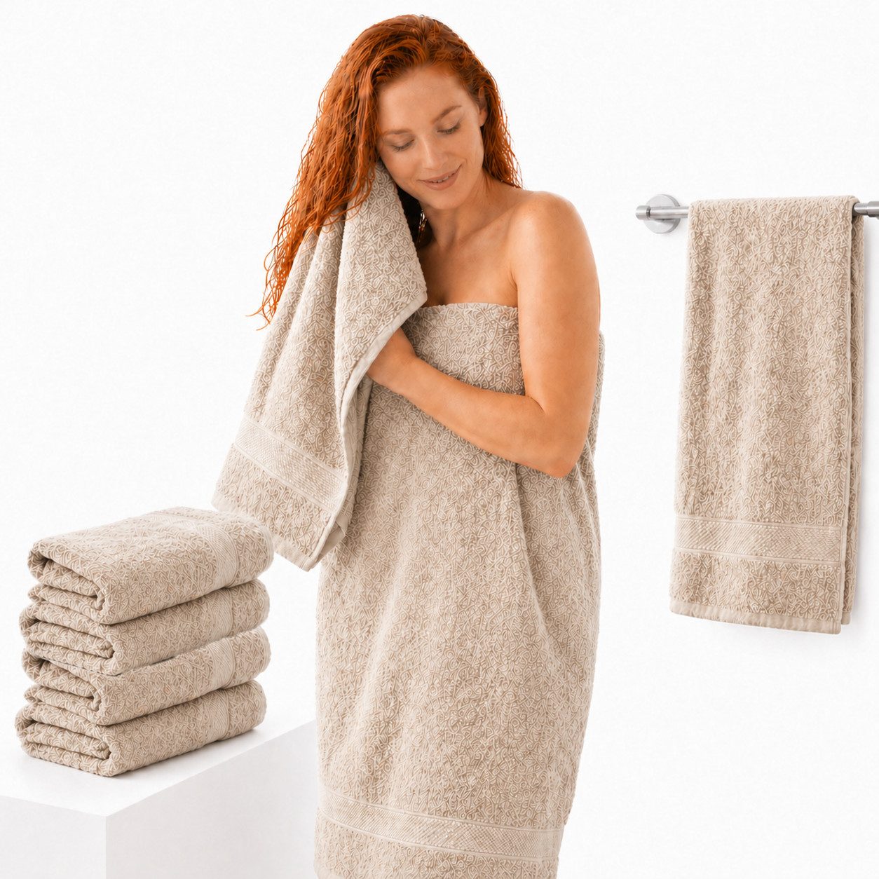 Komfortec Badetücher 100% Baumwolle, 470 g/m², Frottee (4-St), Handtücher 70x140 cm Set, Weich