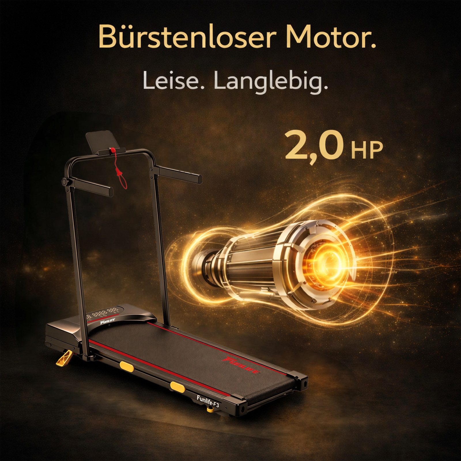 FunLife Laufband 4-in-1 Walking Pad mit Brushless-Motor (Einzelgerät, mit Fernbedienung, Sicherheitsschlüssel und Halterung), 7 % Steigung, extra leise, seniorenfreundlich