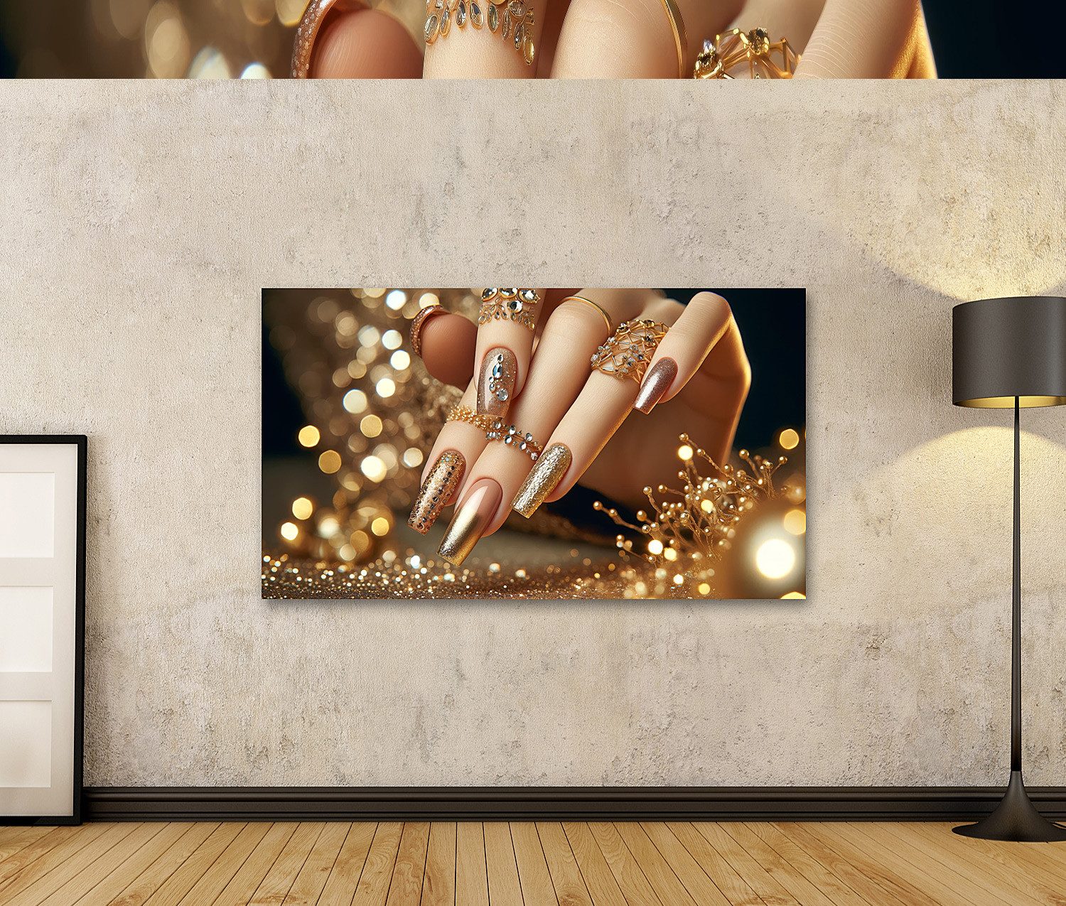 islandburner Leinwandbild Glitzernde Goldpracht Maniküre mit Juwelen Verede günstig online kaufen