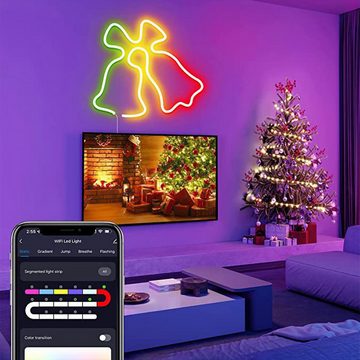 yozhiqu LED-Streifen Neon-LED-Lichtstreifen 5 m, Wifi Neon-LED-Lichtstreifen RGBIC IP67, APP-Steuerung, Musiksynchronisation für Innen- und Außendekoration