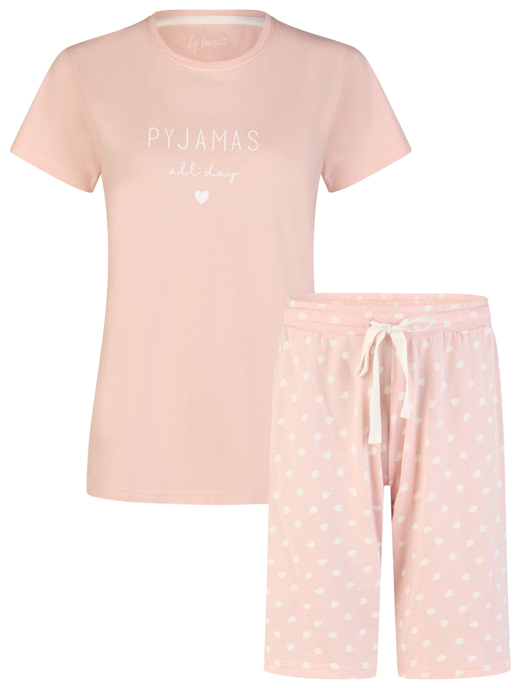 By Louise Shorty Sleep Chic (Set, 2 tlg., 2-teilig) Damen Pyjama Bermuda Kurzarm Baumwolle Sommer