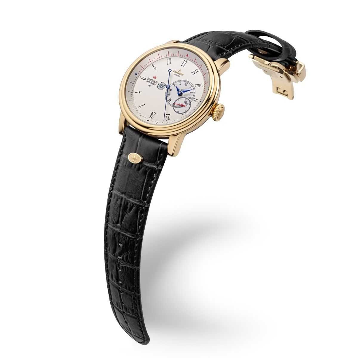 Kronsegler Automatikuhr Phaenomen Regulateur gold-altweiss-arabisch Herrenuhr46 mm