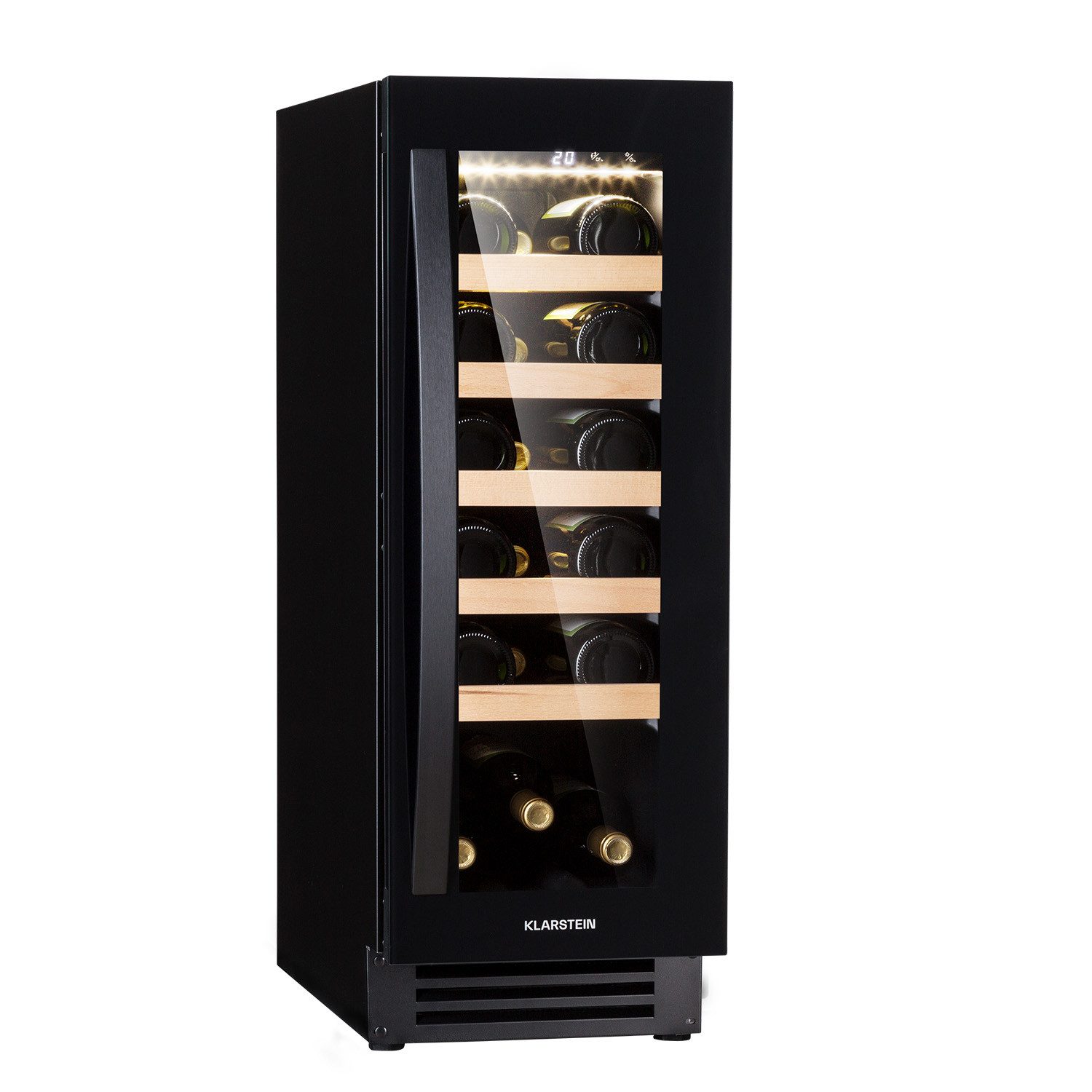 Klarstein Weinkühlschrank Vinovilla 20 Built-In, für 20 Standardflaschen á 0,75l,Wein Flaschenkühlschrank Weintemperierschrank Weinschrank Kühlschrank