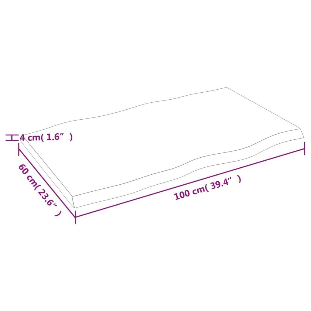 furnicato Tischplatte 100x60x(2-4) cm Massivholz St) (1 Baumkante Unbehandelt