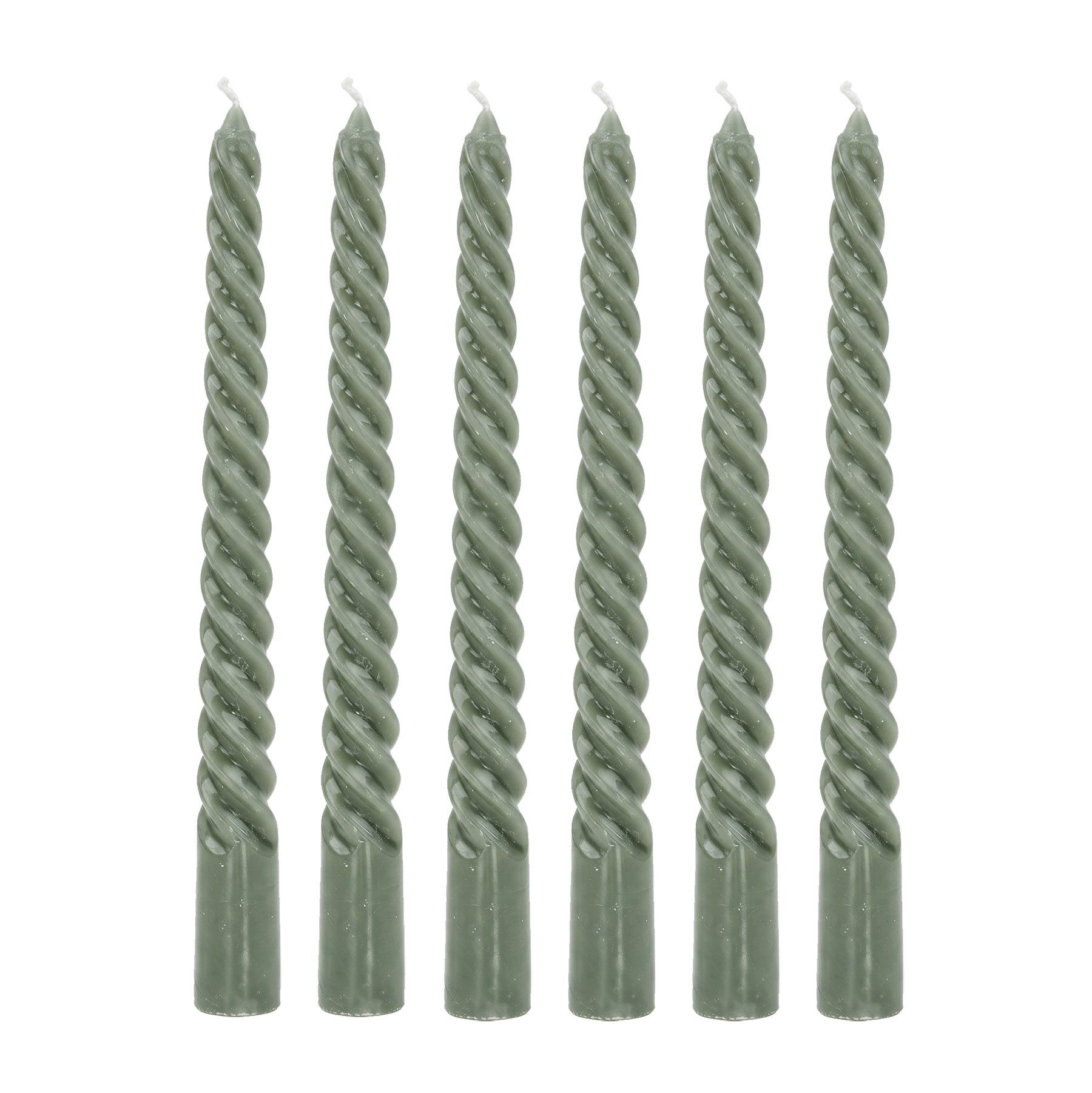 Levandeo® Tafelkerze, 6er Set Kerzen Grün Gedreht H20cm Stabkerzen Tafelkerzen Spiralkerzen
