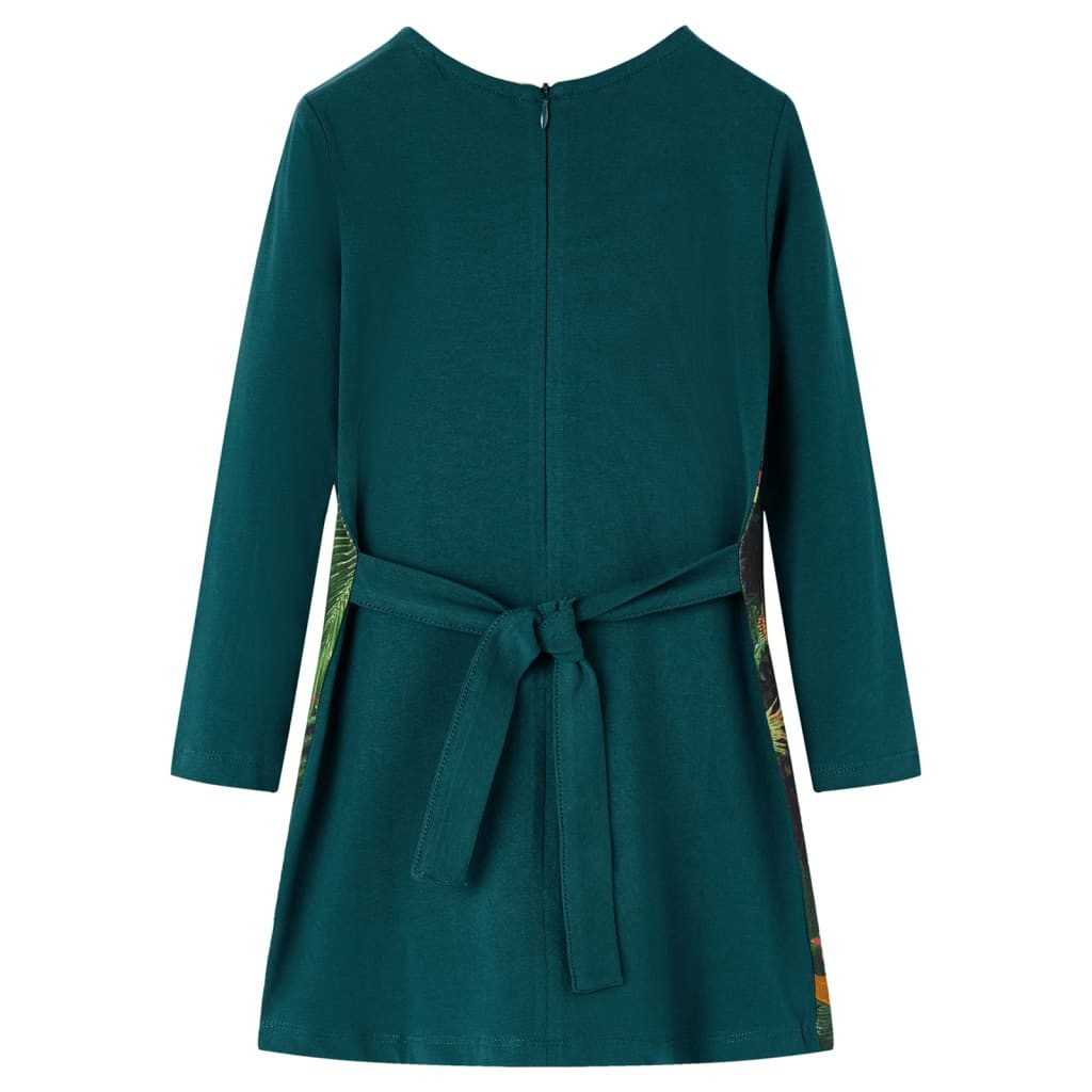 vidaXL Druckkleid Kinderkleid mit Langen Ärmeln Dunkelgrün 116