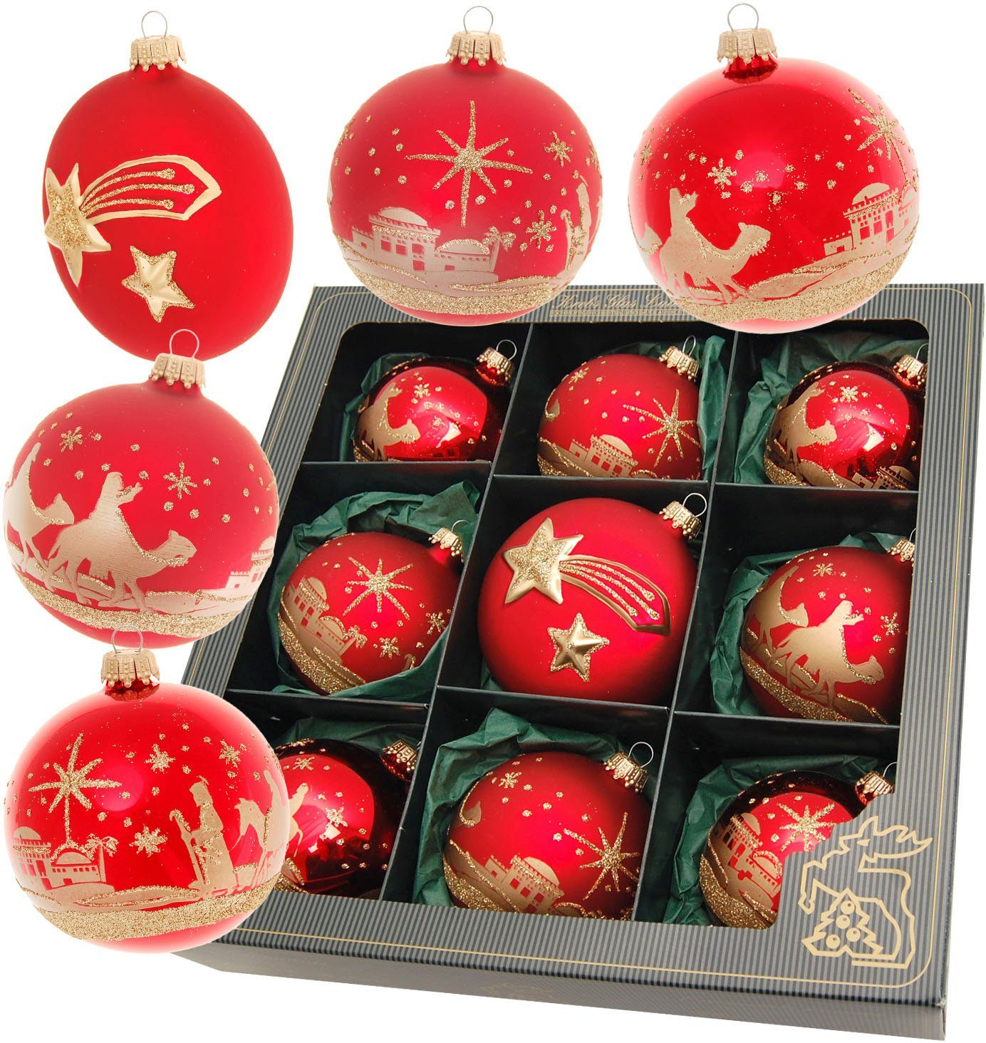 Krebs cm, 1 Xmas Kugeln, Komet Christbaumkugeln 8 Bethlehem mit Lauscha Weihnachtsdeko, Stern, Taler Night, Glas & 8 Glas aus Weihnachtsbaumkugel Christbaumschmuck,