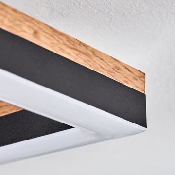 hofstein Deckenleuchte Deckenlampe aus Metall/MDF/Kunststoff in Schwarz/Holzoptik/Weiß, LED fest integriert, 3000 Kelvin, (12 cm x 12 cm), 12 Watt, 1350 Lumen, 3000 Kelvin