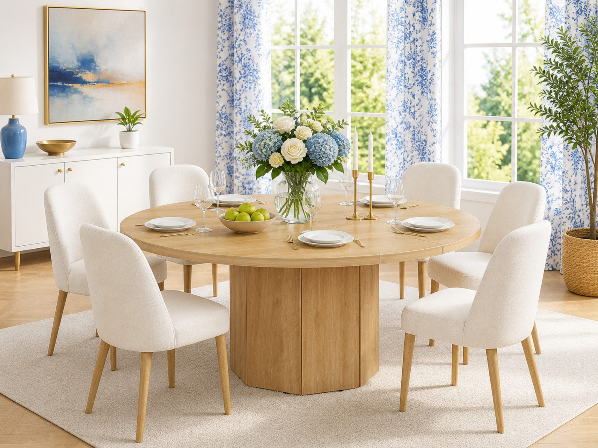 mukuhi Esstisch ESSTISCH Rund Holz Eiche Optik 120 cm Küchentisch 4-6 Personen