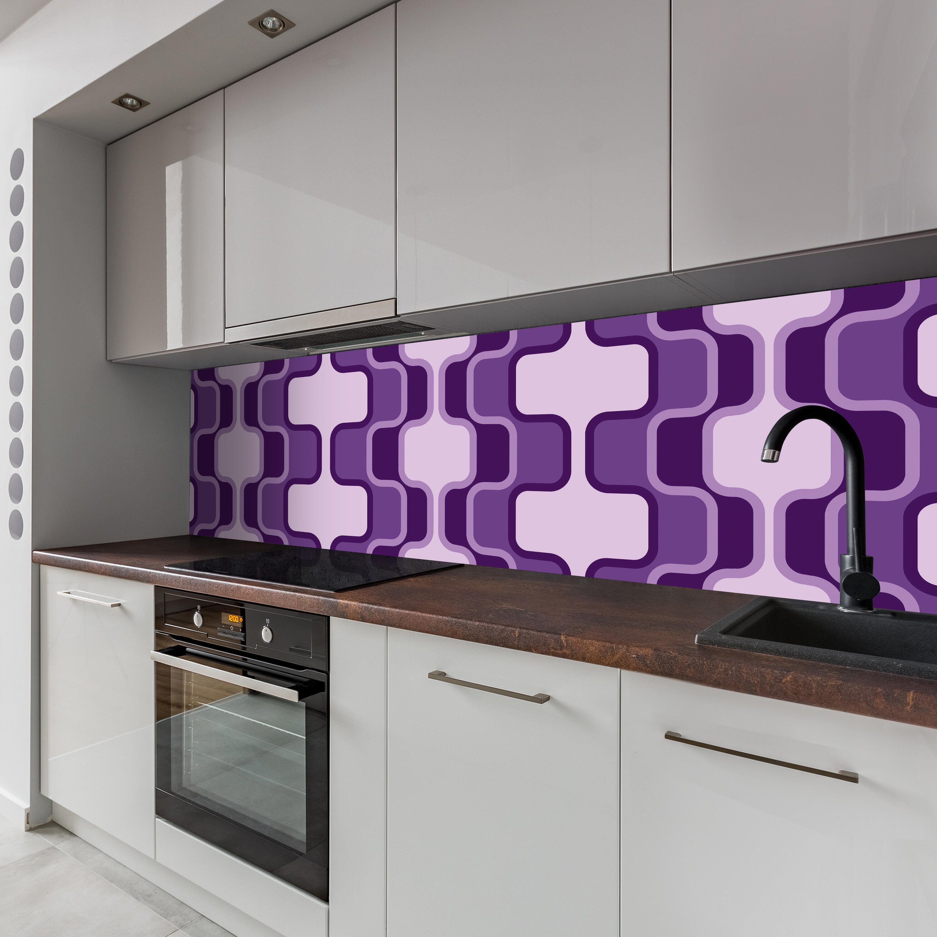 Nischenrückwand (1-tlg), Retromuster Violett versch. Größen Hartschaum Premium wandmotiv24 Muster, in Küchenrückwand