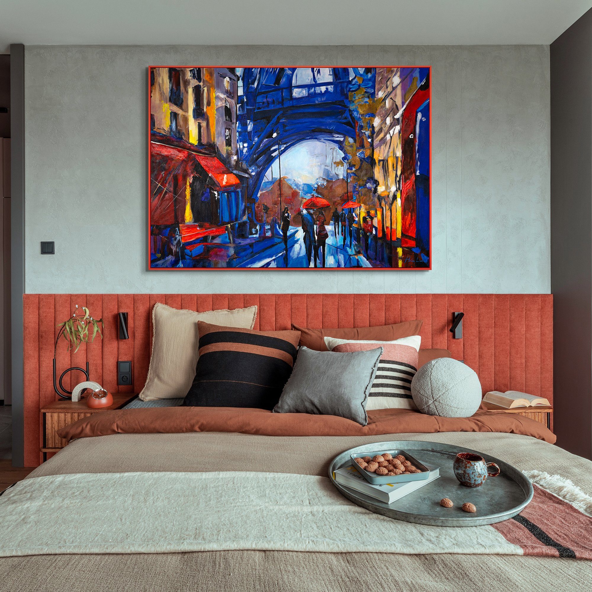 Gemälde Mit YS-Art Rahmen Architektur in Straßen Rot von Paris,
