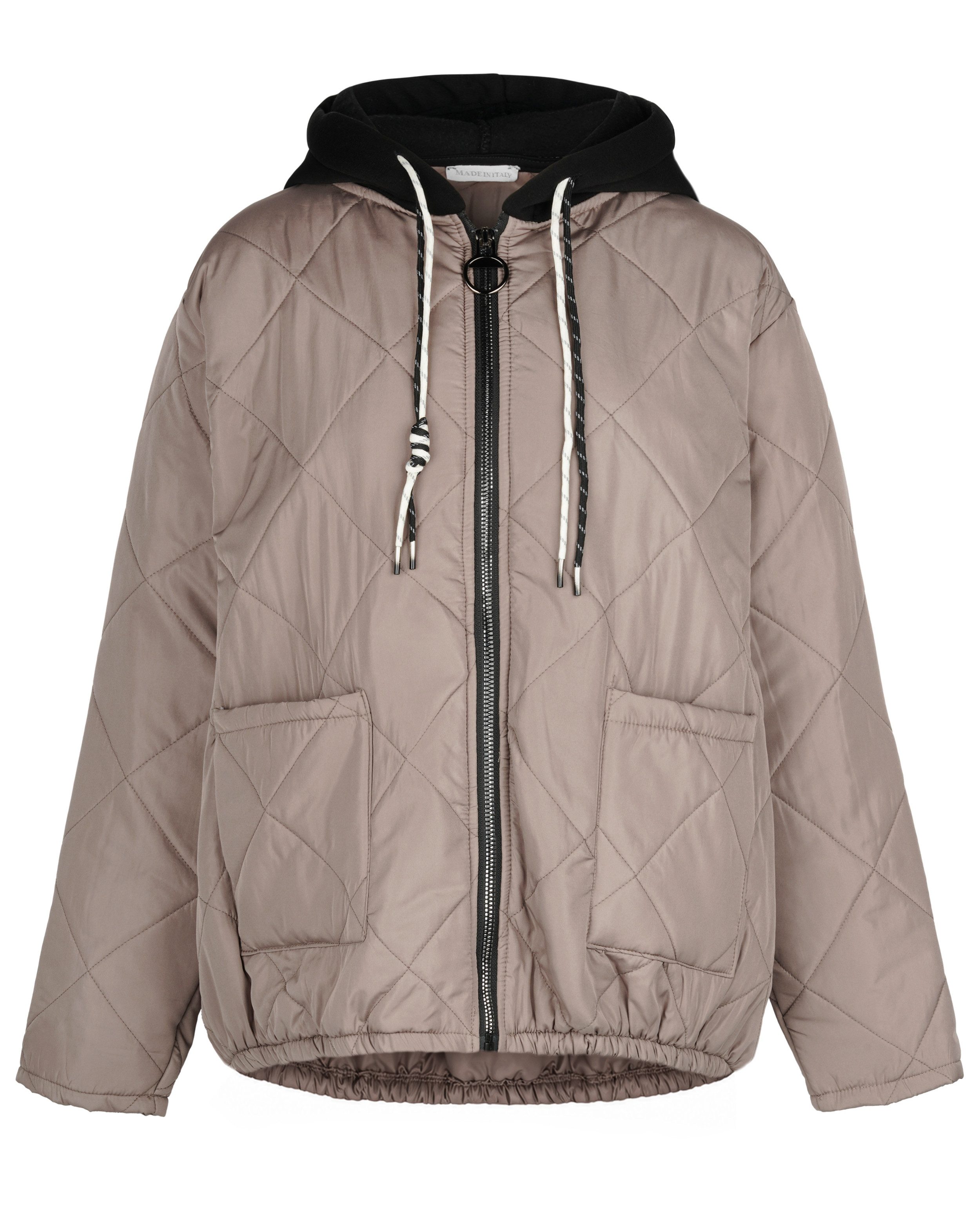 dy_mode Steppjacke Oversize Steppjacke Damen Leichte Übergangsjacke Kapuzenjacke in Unifarbe, mit Kontrast-Kapuze