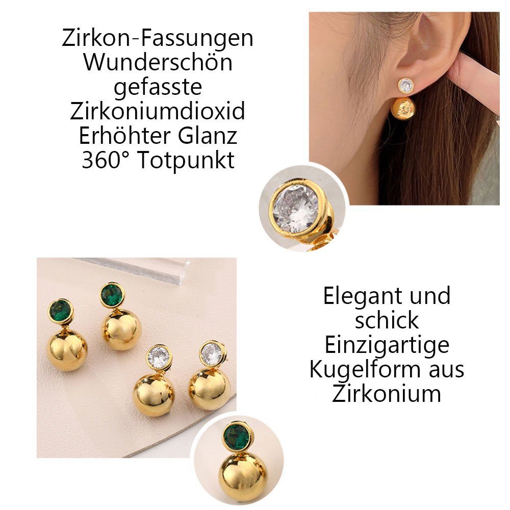 LAKKEC Paar Ohrhänger Runde Edelstein-Ohrringe,Damenschmuck,Vintage-Eleganz,Ohrstecker Silber