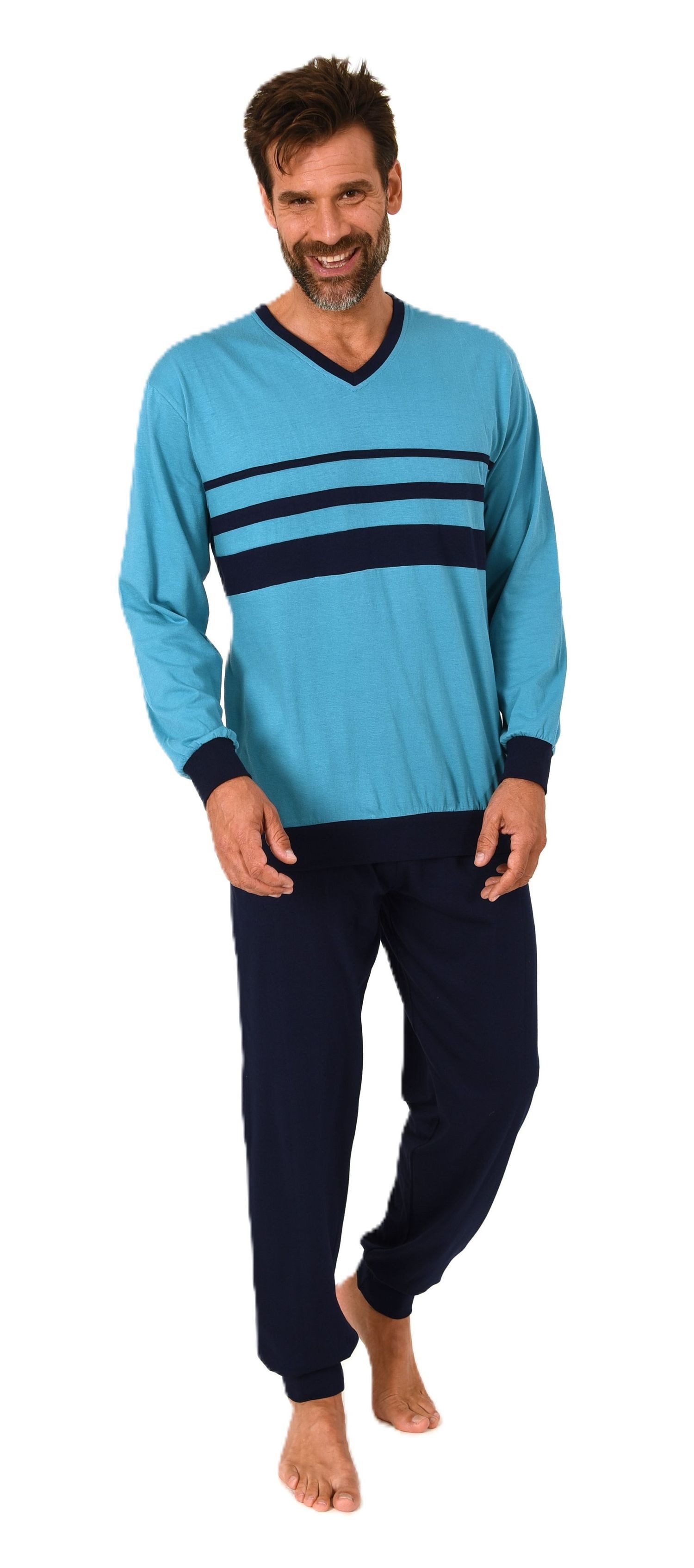 Normann Pyjama Normann Herren Schlafanzug mit Front-Streifen – auch in Über günstig online kaufen
