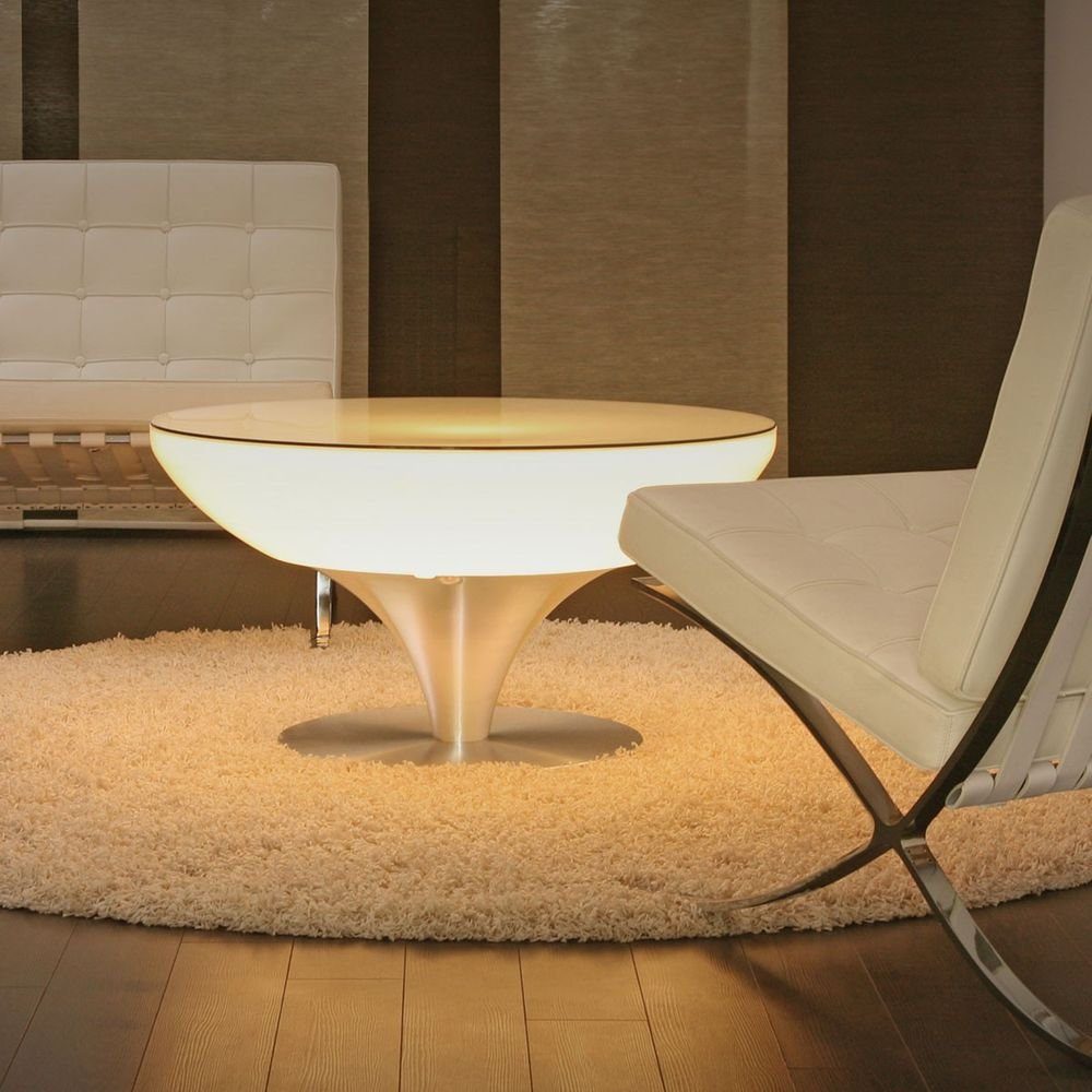 Moree Dekolicht Lounge Table 45cm Alu-Gebürstet, Weiß, Transluzent