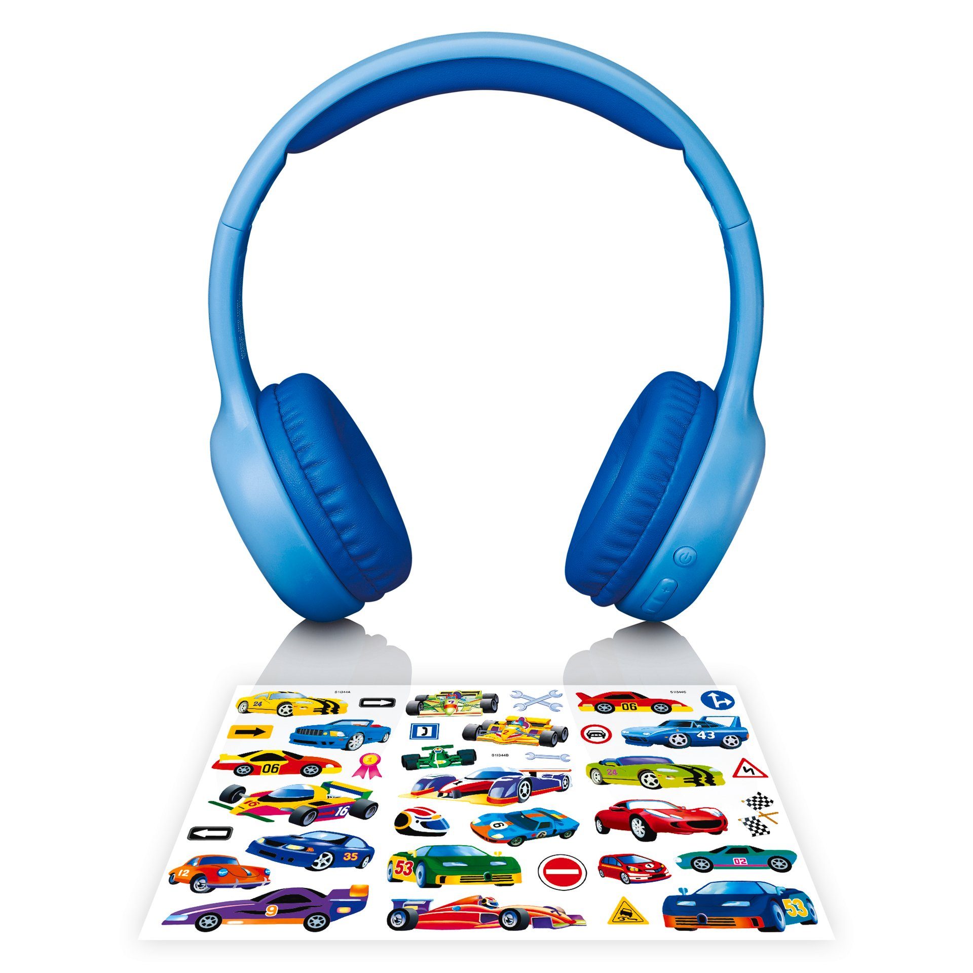 Lenco HPB-110 Over-Ear-Kopfhörer mit Kinderkopfhörer Sticker Blau