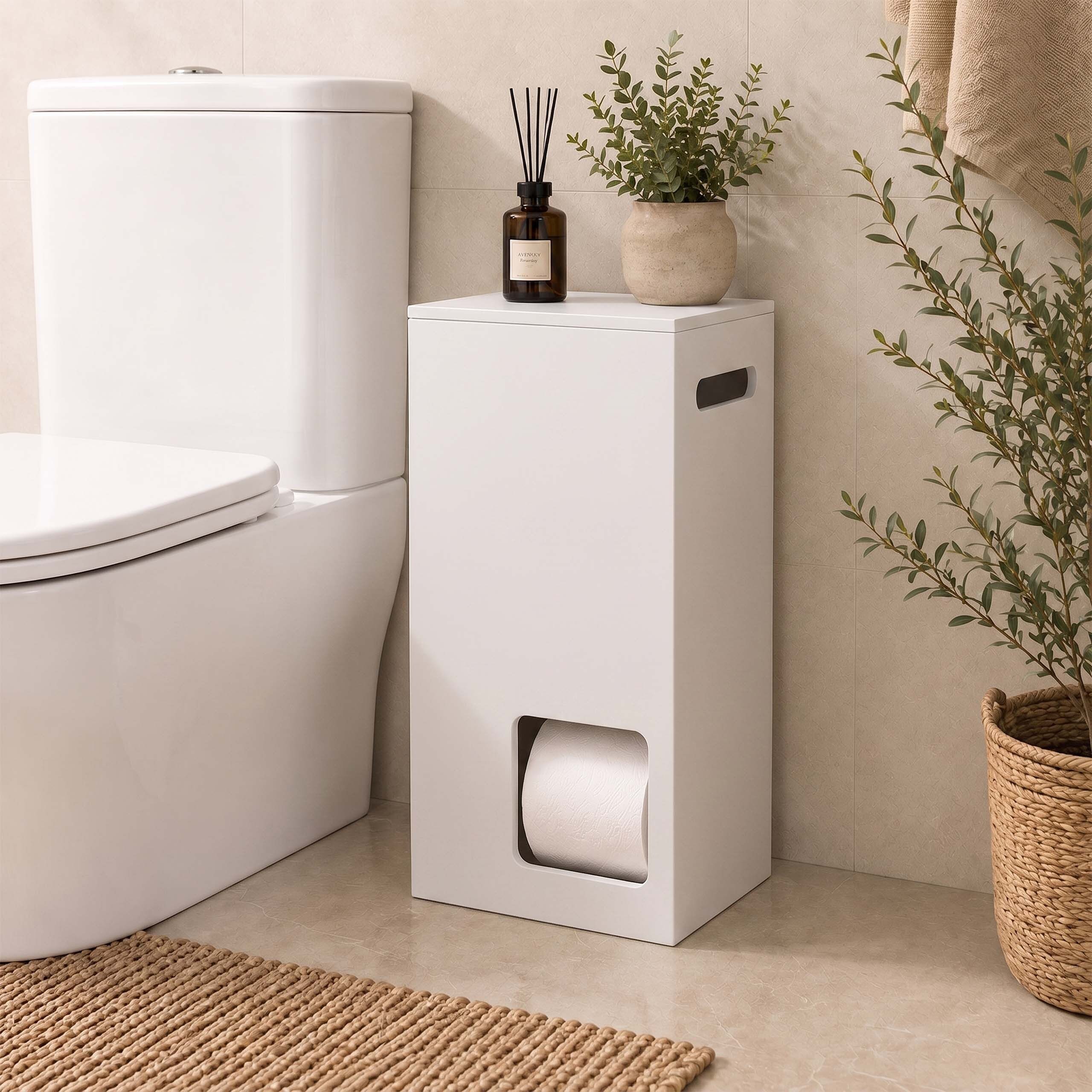 relaxdays Toiletten-Ersatzrollenhalter Toilettenpapier Aufbewahrung 8 Rollen (8-St), weiß – Bild 3 von 5