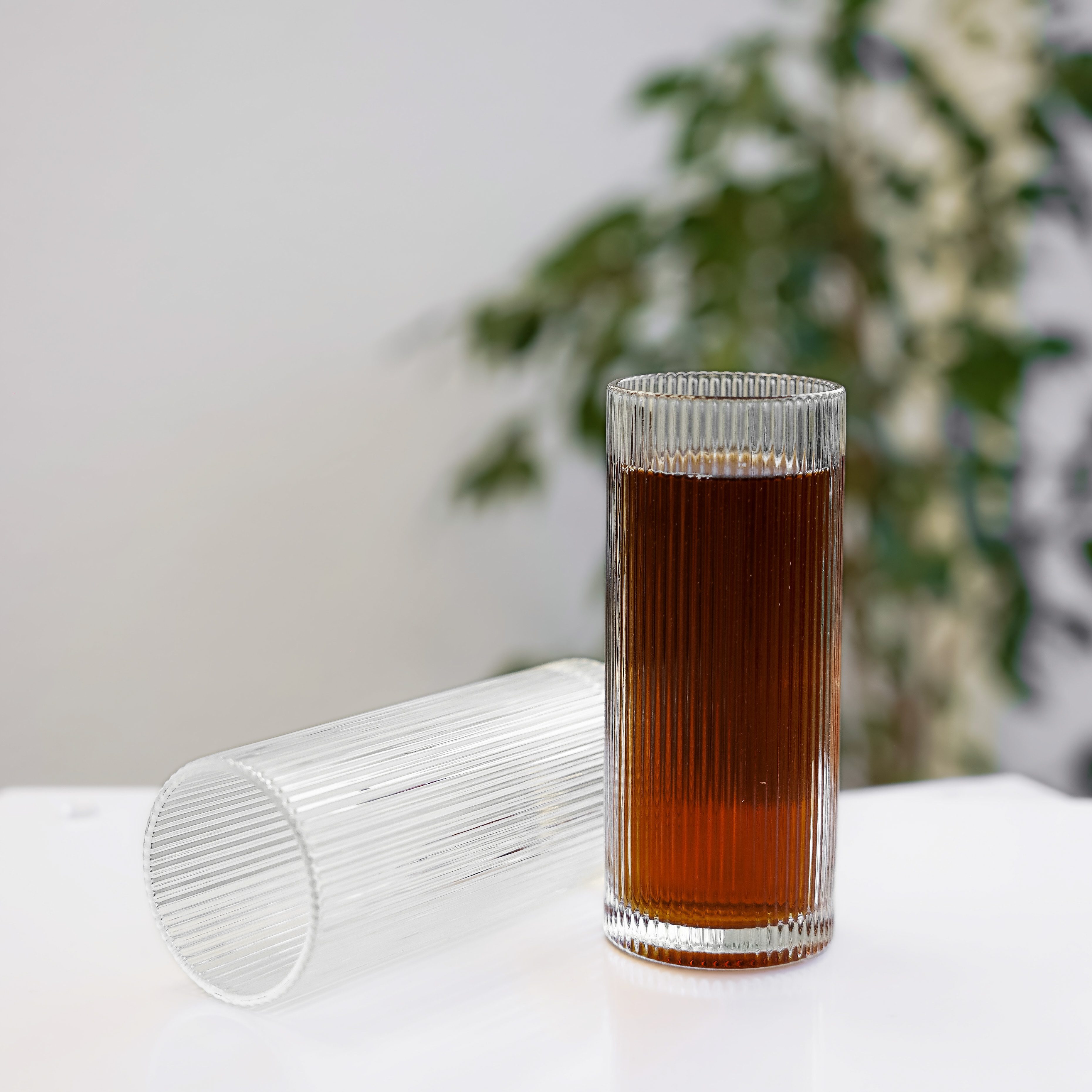 Almina Gläser-Set Terra Grande Longdrinkgläser 320 ml - 6-teiliges Set in Relief-Design, 6-tlg., Glas
