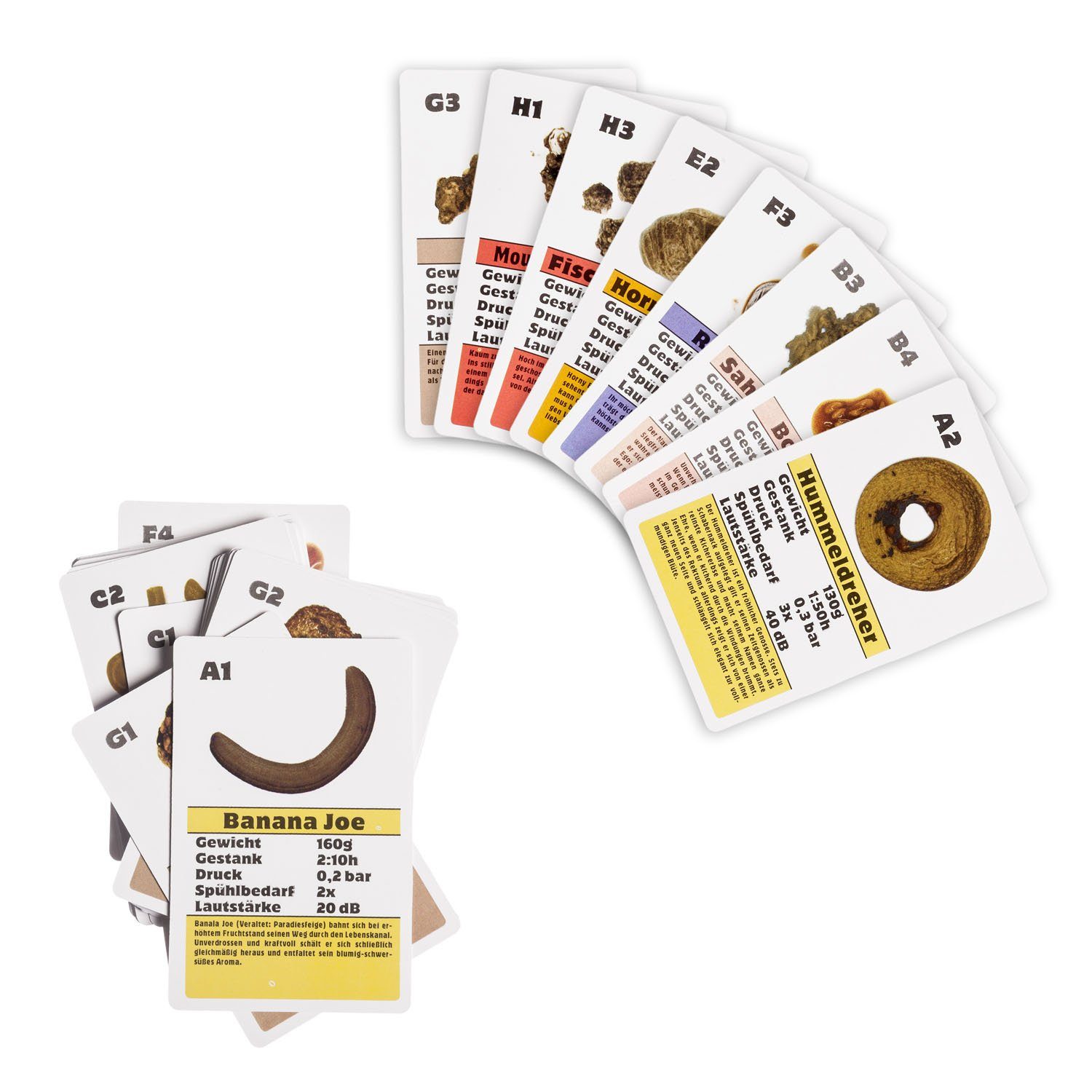 Goods+Gadgets Spiel Scheiße Kartenspiel, Fäkalien Quartett, Kackspiel