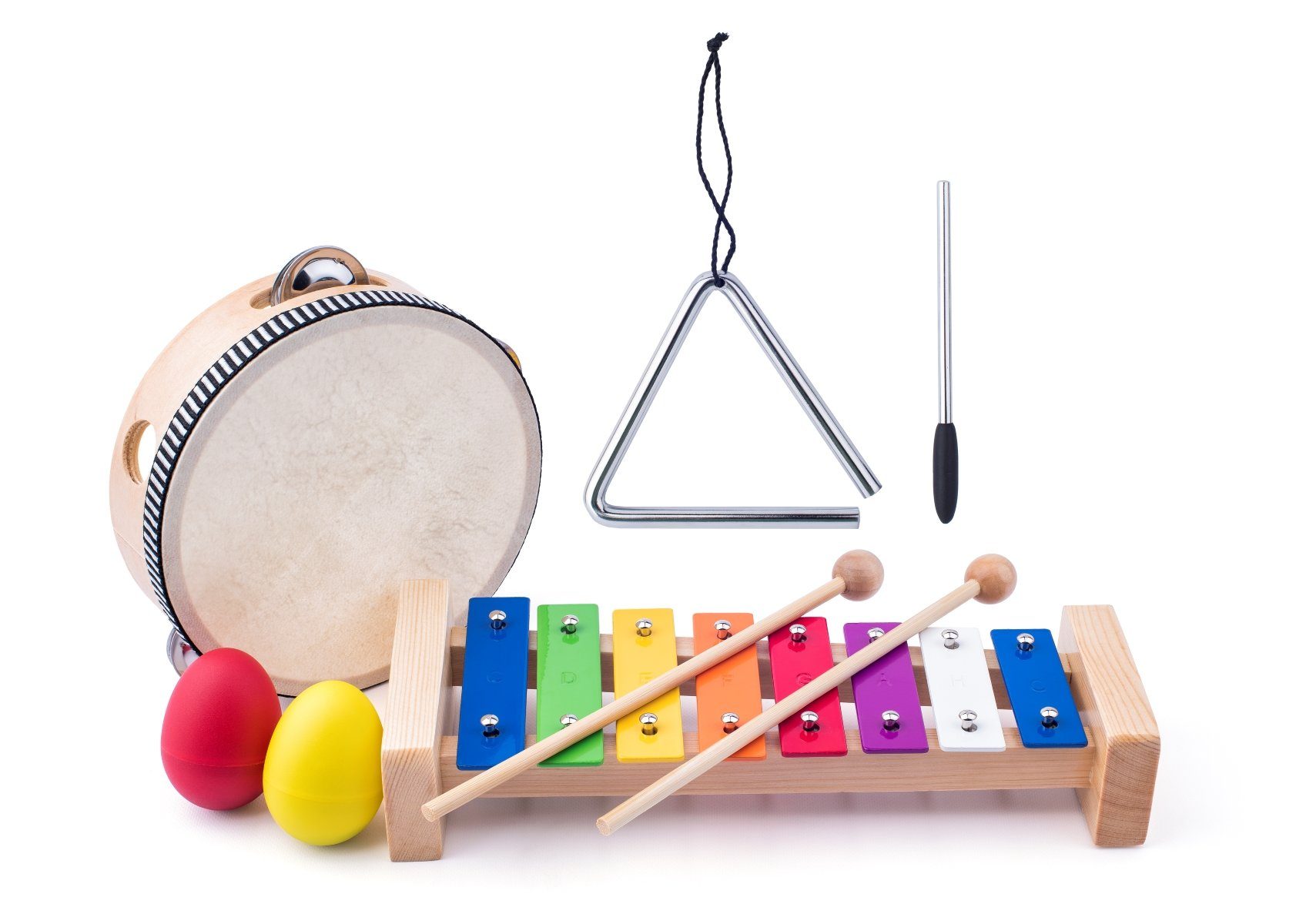 Spielzeug-Musikinstrument 91893 Holz Musikinstrumente - Maraca, Xylophon, Tamburin, Triangel