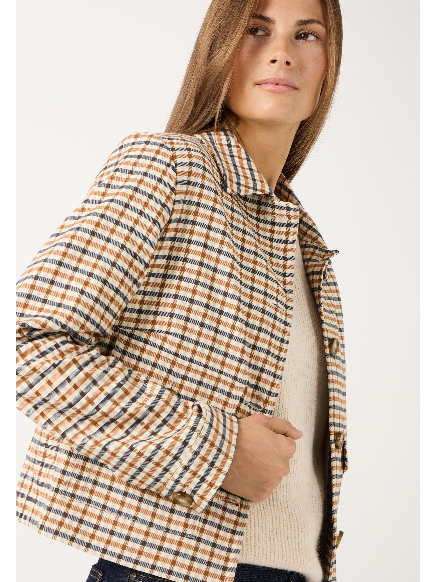 MORE&MORE Kurzblazer karierter Kurzblazer, Retro-Look