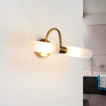 Licht-Erlebnisse Wandleuchte CONNERS, ohne Leuchtmittel, Spiegelleuchte in Messing Badezimmer Wandlampe