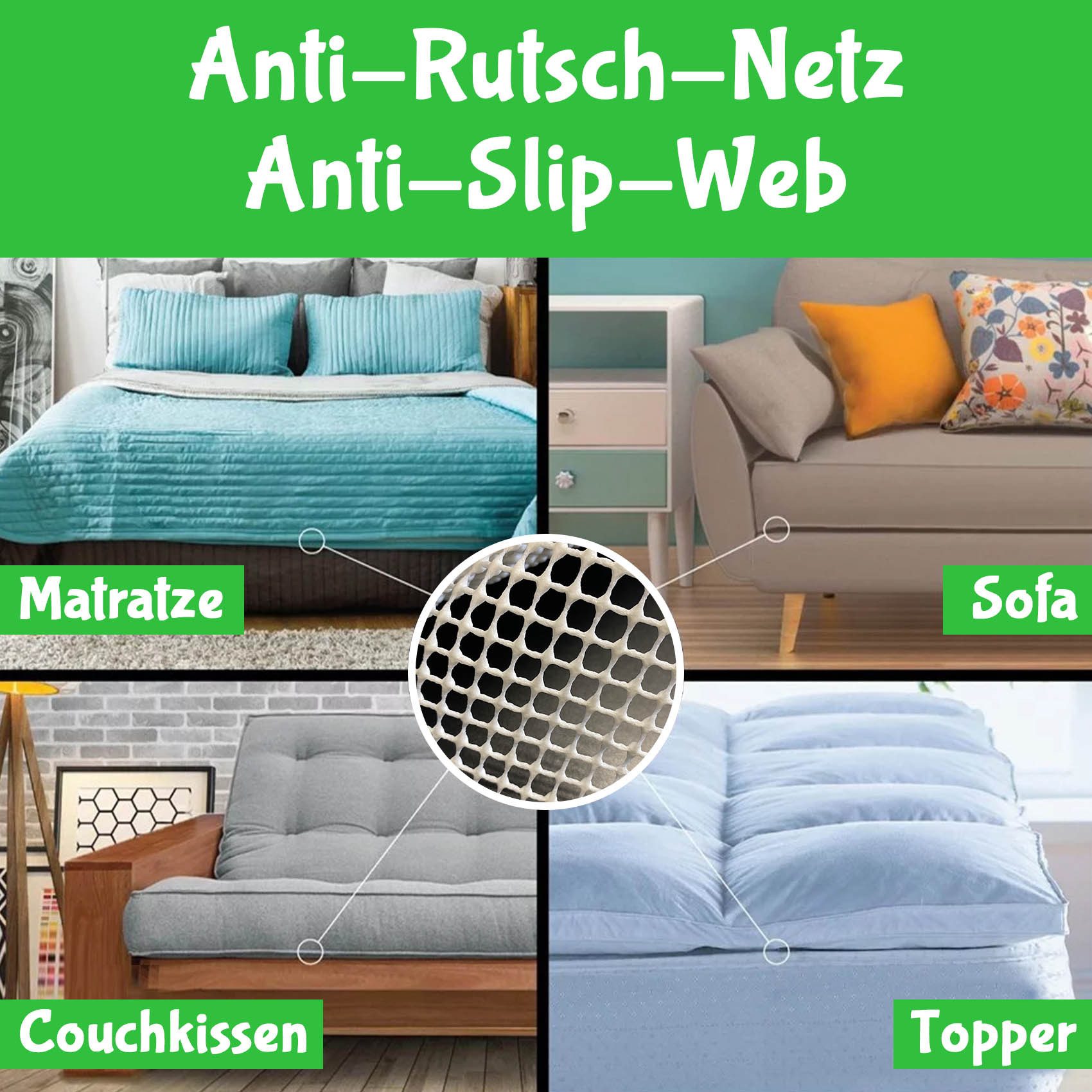ANRO Teppichunterlage Gumminetz Antirutschnetz Teppich Antirutschunterlage, (1-St), Gitter-Rutschunterlage, individuell zuschneidbar 60x100cm Weiß