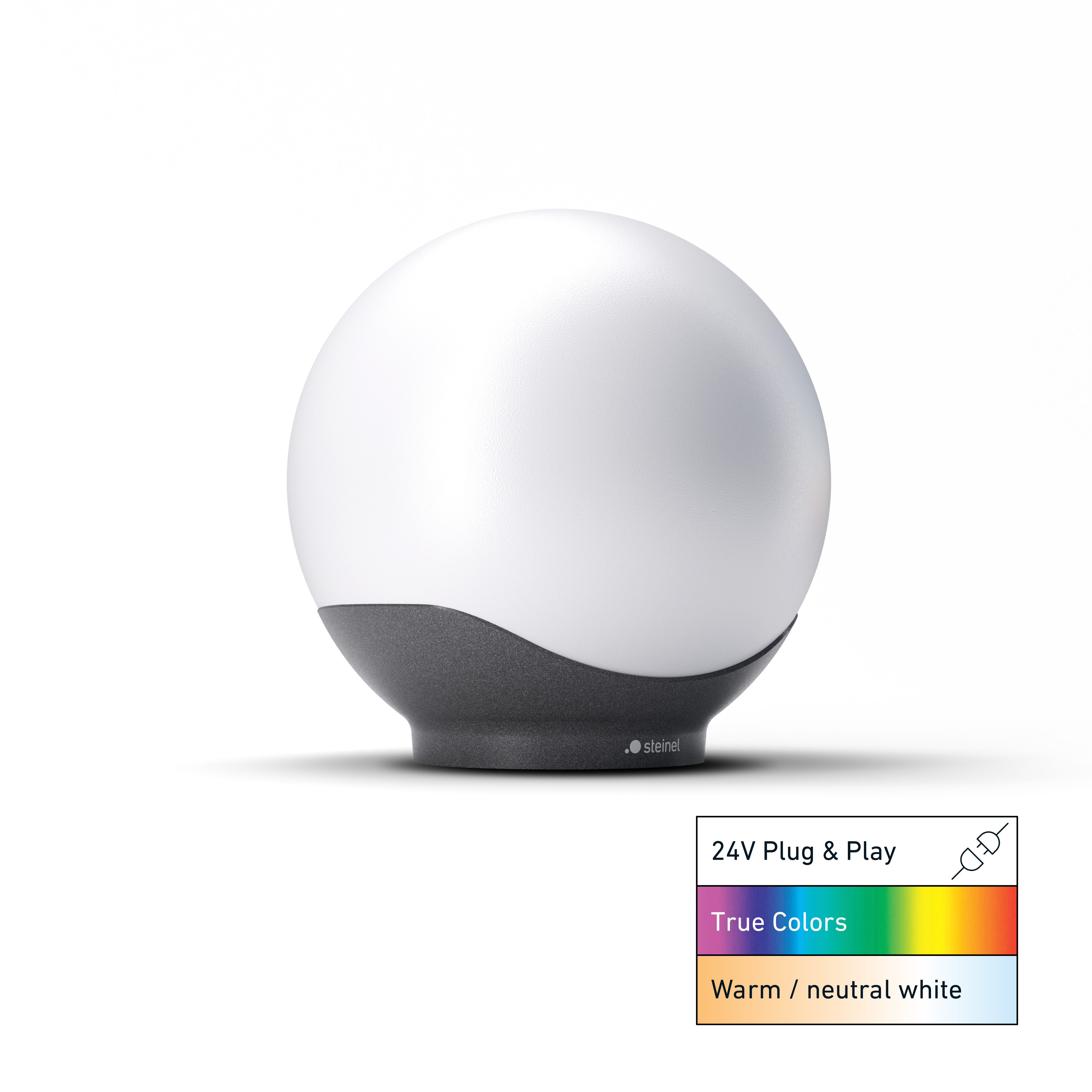 steinel LED Kugelleuchte Sphera C 24 V, LED fest integriert, 16 Mio. Farben, RGBWW, 300mm, Dämmerungssensor, dimmbar, Zeitschaltuhr, Plug & Play