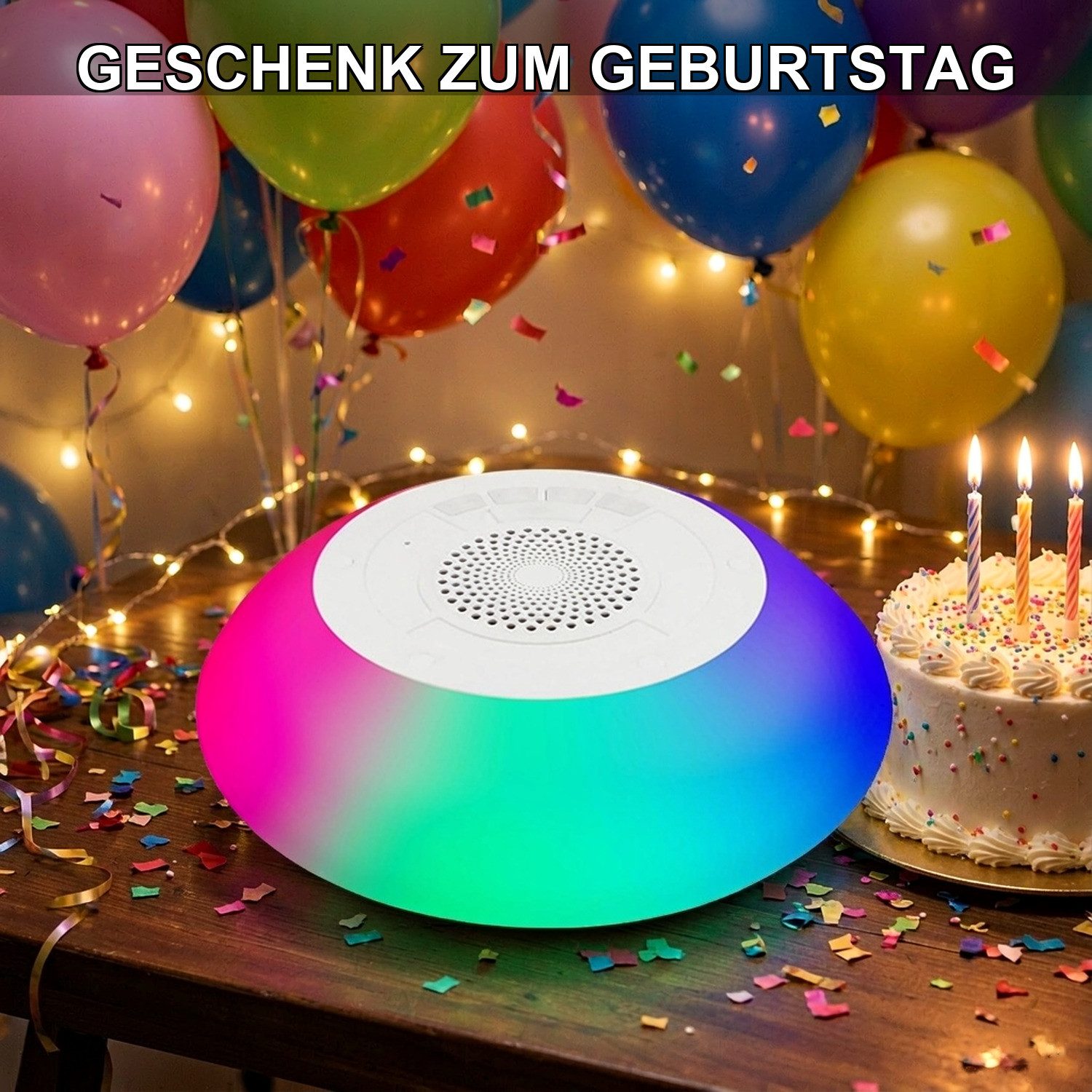 Topcony Pool-Lampe Bluetooth-Lautsprecher mit bunten Lichtern tragbarer Pool-Lautsprecher, RGB, wasserdicht, schwimmend mit 8 Modi, HD-Stereo-Sound, kabelloser