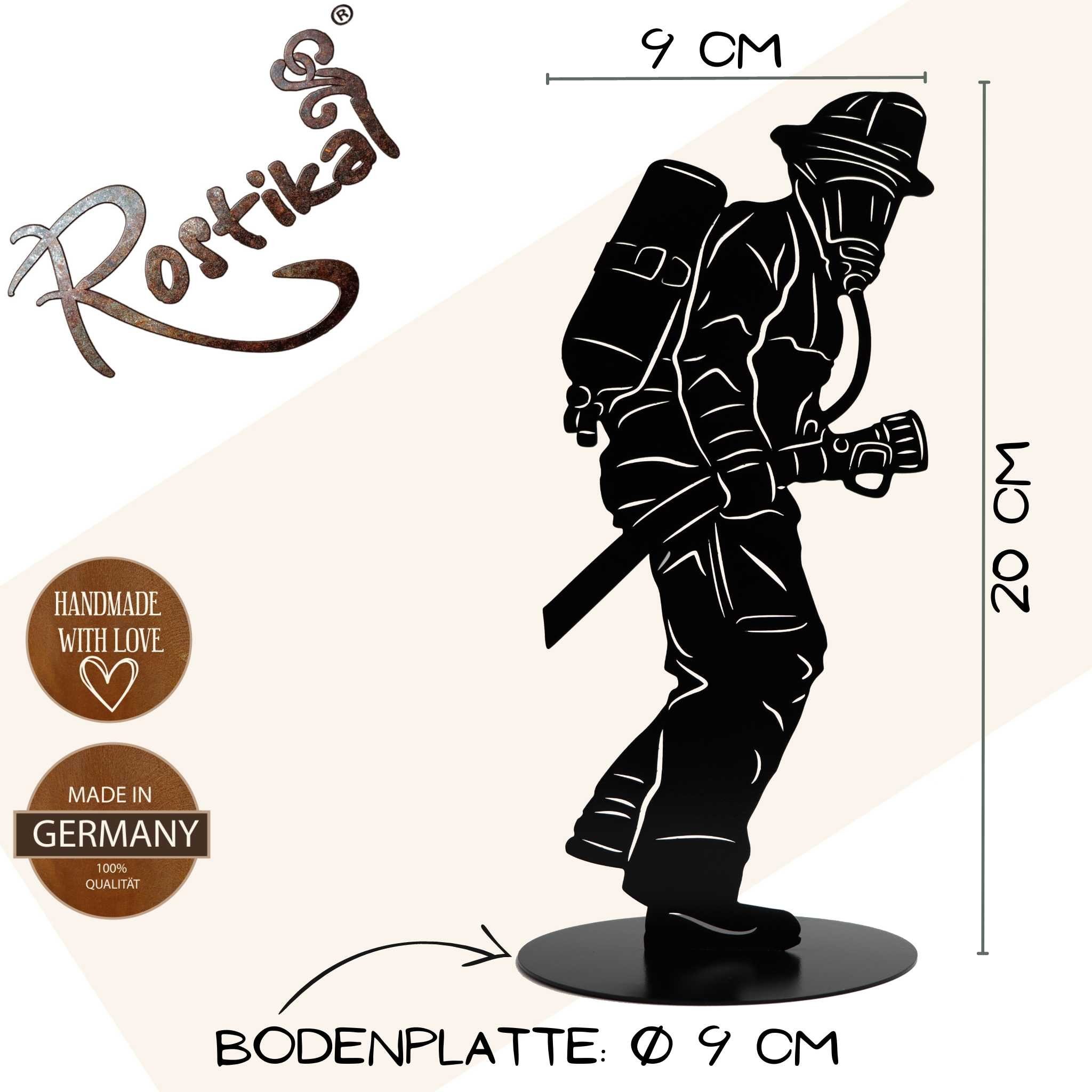 Rostikal Dekoobjekt Metall Feuerwehrmann Figur schwarz Feuerwehr Deko Skulp günstig online kaufen