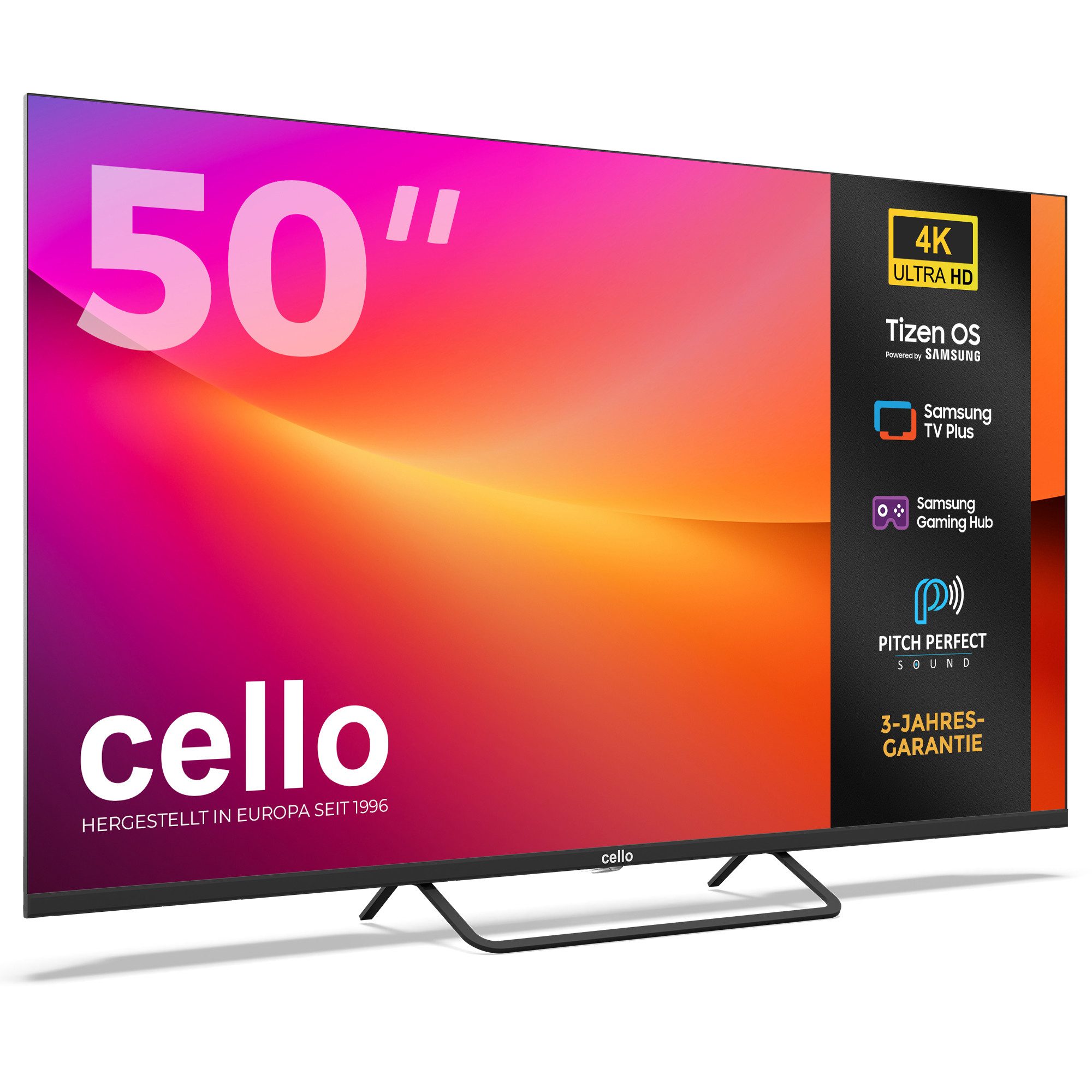 Cello C5025TZ4K LED-Fernseher (127 cm/50 Zoll, 4K Ultra HD, Tizen OS by Samsung, Smart-TV, Pitch Perfect Sound™ ersetzt Soundbar, WLAN & Bluetooth, Triple‑Tuner)