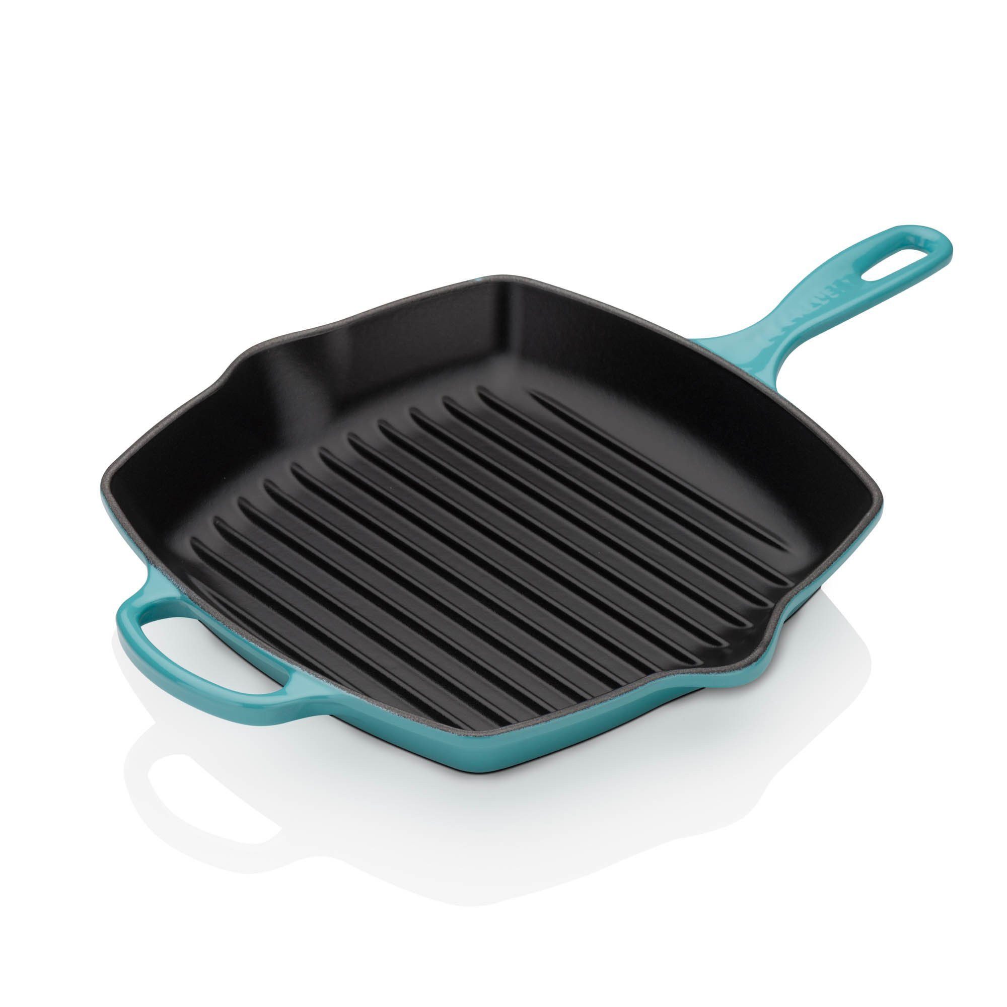 LE CREUSET Grillpfanne Signature, Quadratisch, Gusseisen, 26 cm, Für alle Herdarten geeignet, 2,86 kg, Karibik, 20183261700422