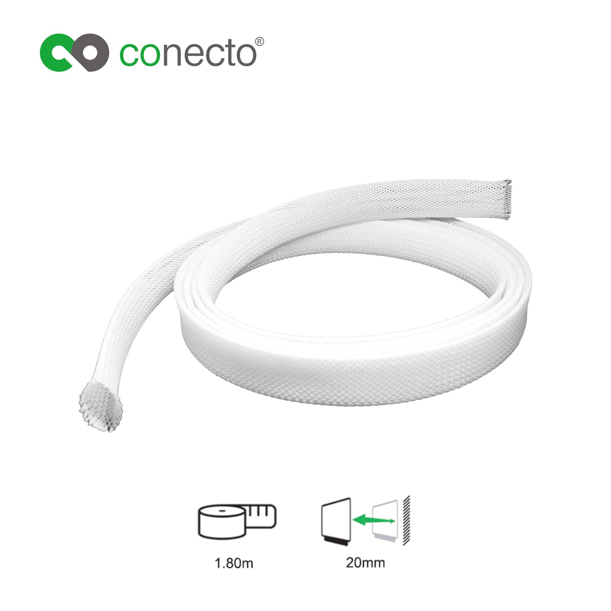 conecto Geflechtschlauch conecto CC50325 Universeller Polyester-Kabelschlauch, selbst zusammenz
