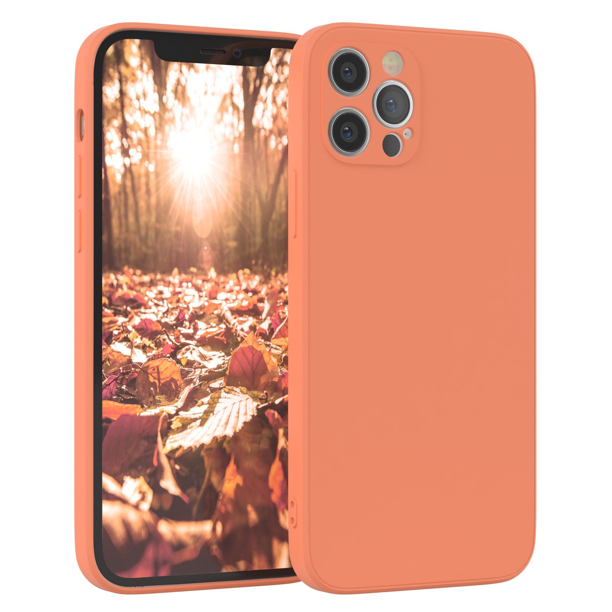 EAZY CASE Handyhülle TPU Hülle für Apple iPhone 12 Pro 6,1 Zoll, Schutzhülle mit Kameraschutz telefonhülle elastisch bumper tpu Orange