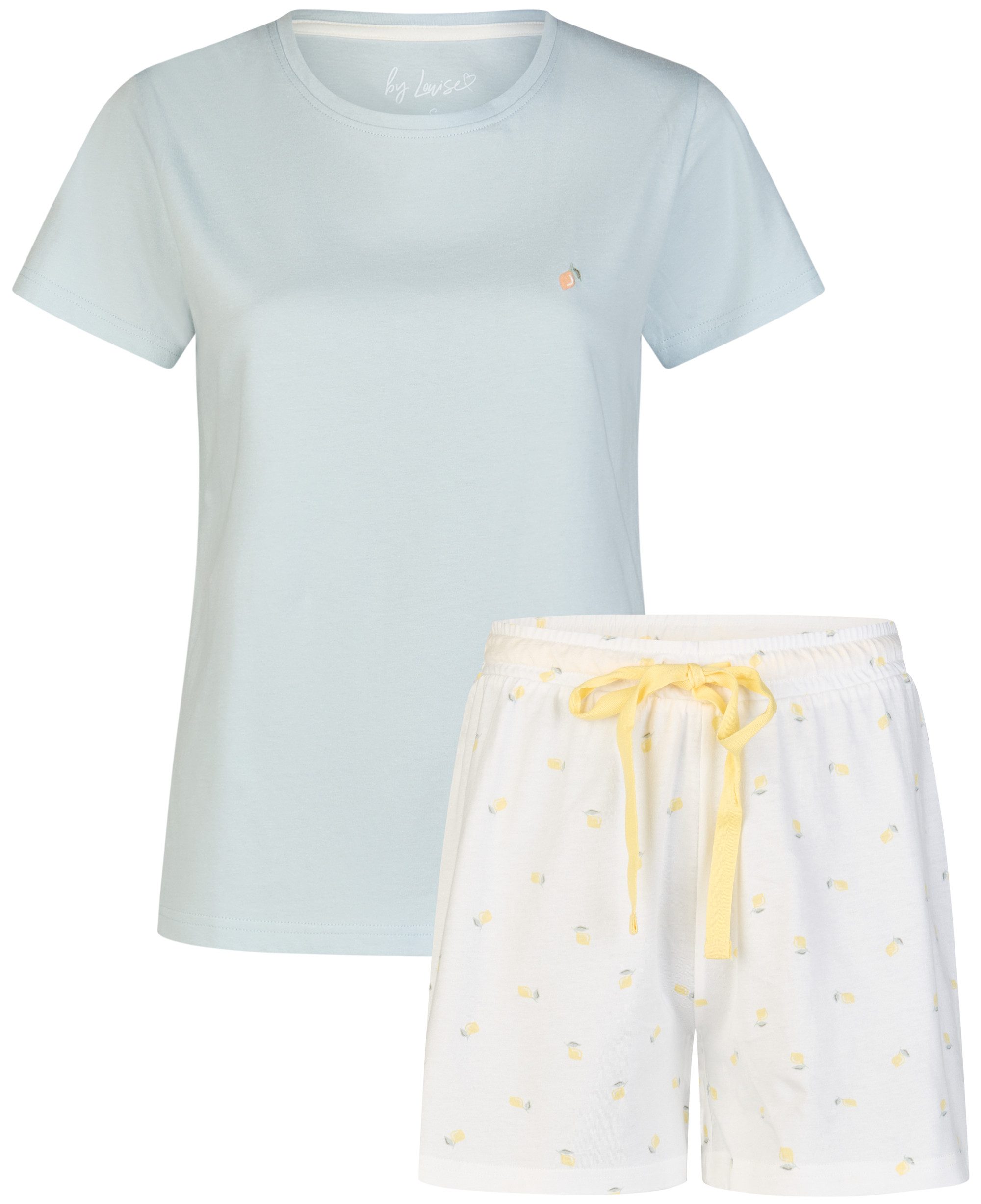 By Louise Shorty Sleep Chic (Set, 2 tlg., 2-teilig) Damen Pyjama Shorty Kurzarm Baumwolle Sommer