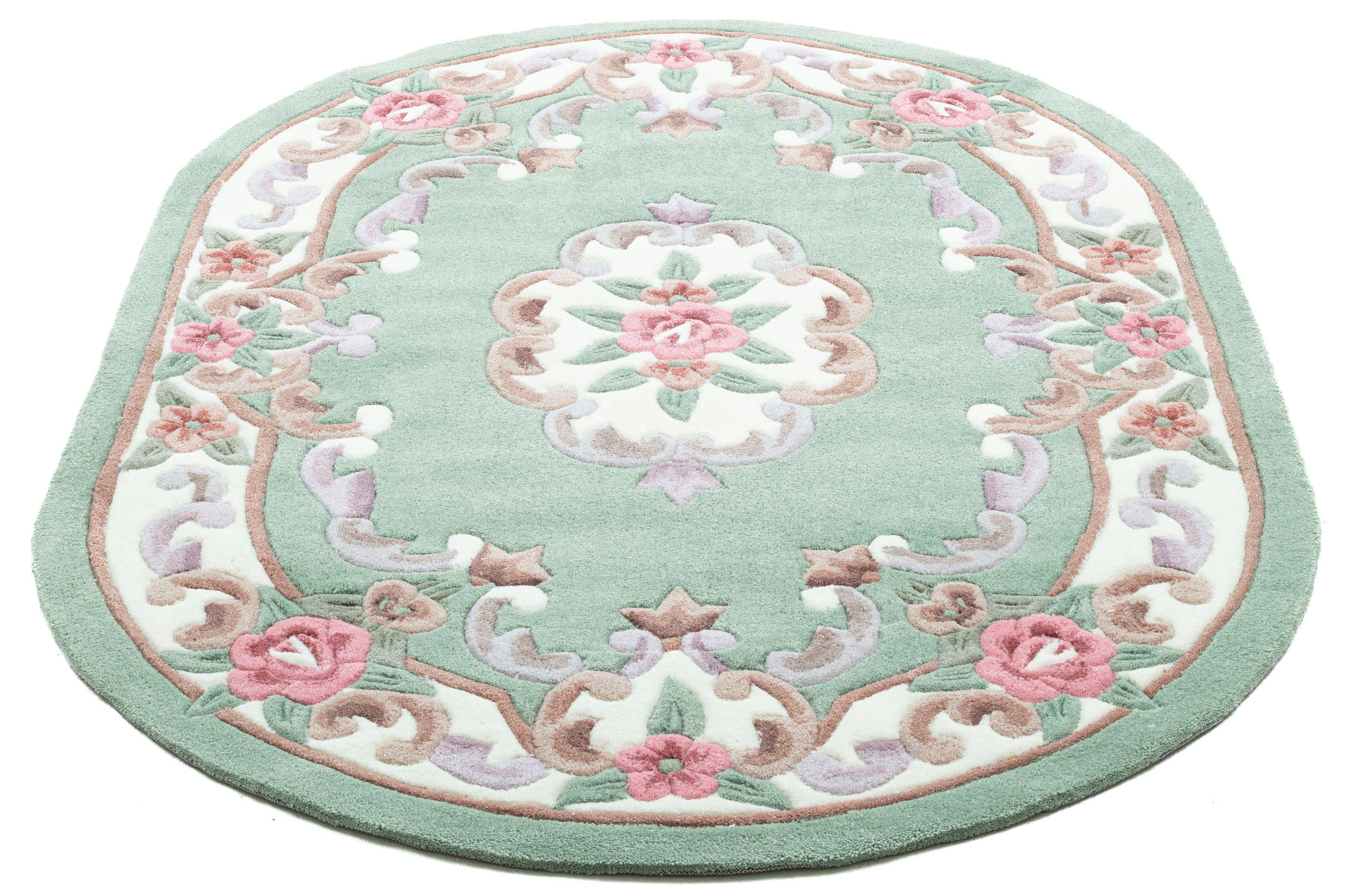 THEKO Teppich Ming, oval, Höhe: 14 mm, hochwertiges Acrylgarn, ideal im Wohnzimmer & Schlafzimmer