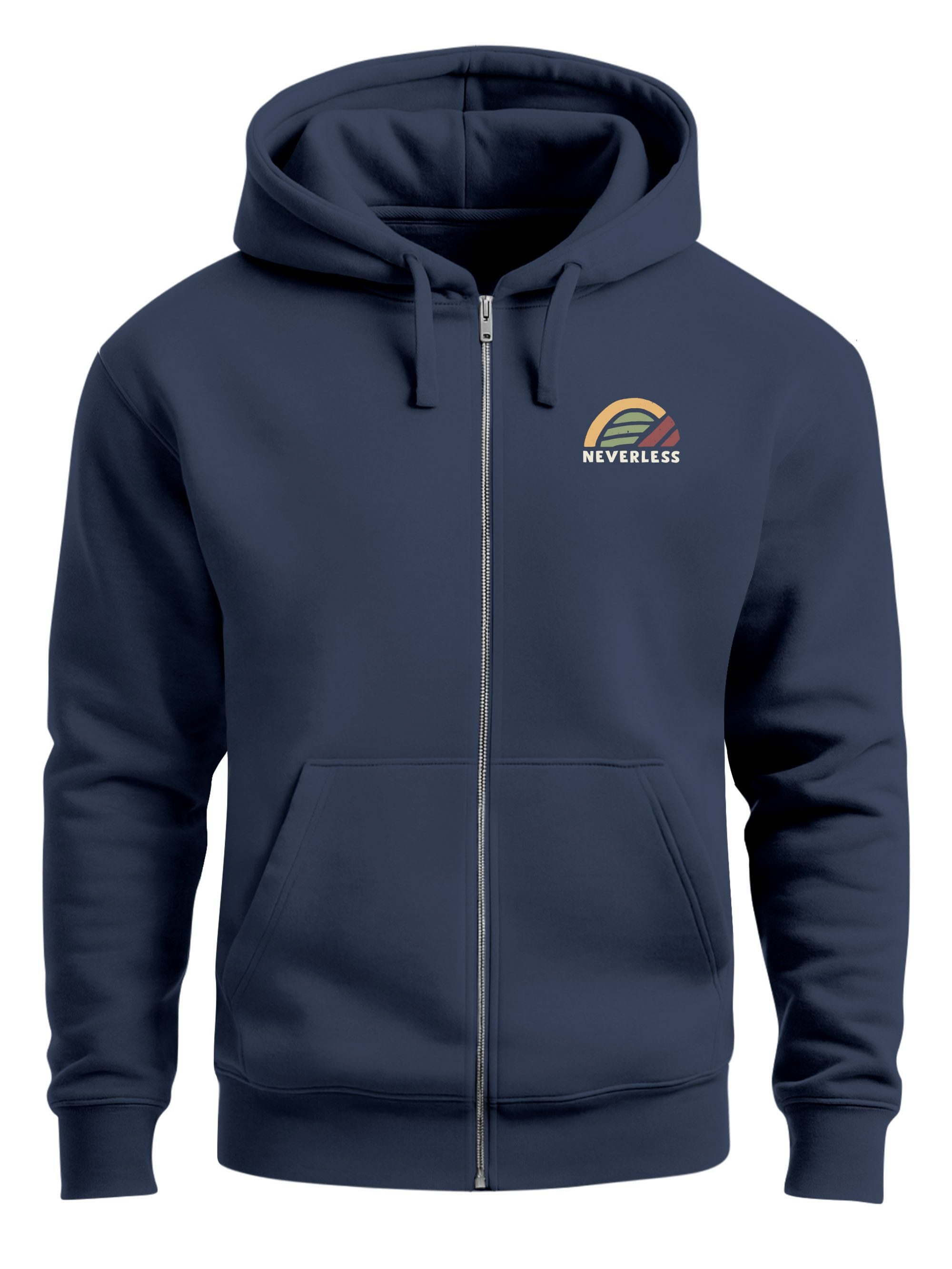 Neverless Sweatjacke Herren Sweatjacke Backprint Adventure Zip Hoodie Männer Casual