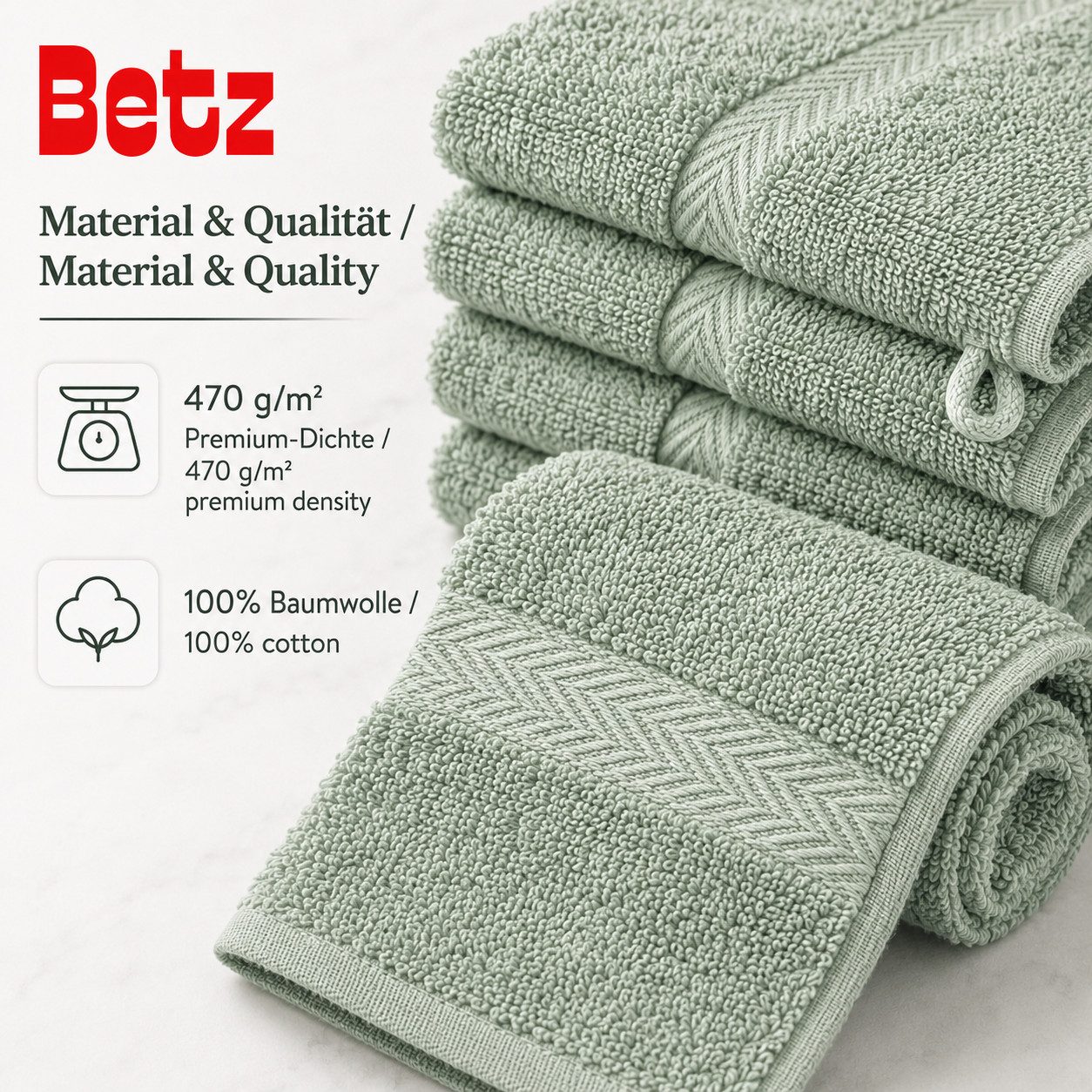 Betz Seiftuch 10 Stück Premium Seiftücher-Set 30x30 cm, Baumwolle (Set, 10-St), 470 g/m², weich & saugstark – Bild 4 von 5