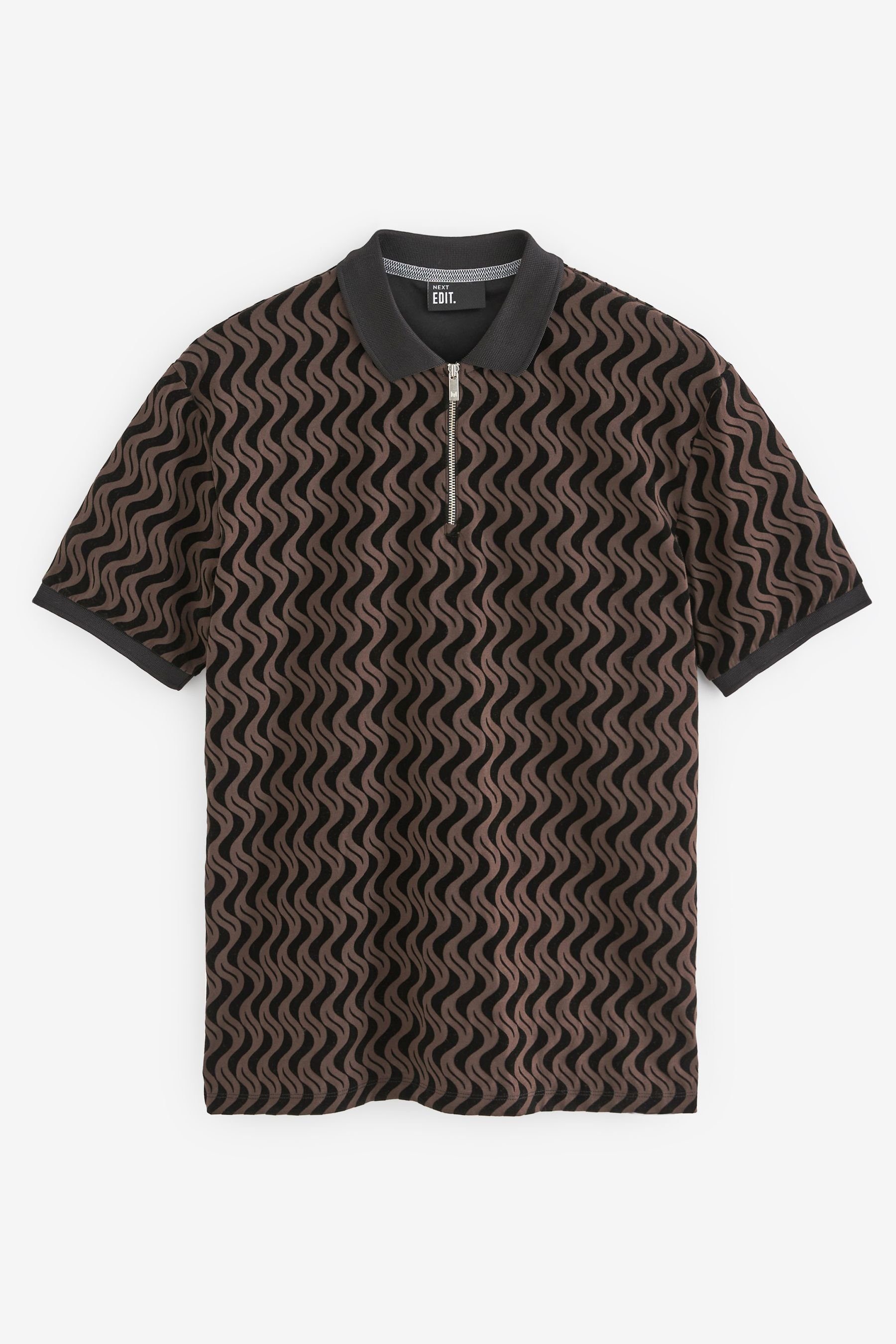 Black Langärmeliges Langarm-Poloshirt Polo-Shirt (1-tlg) Next Swirl