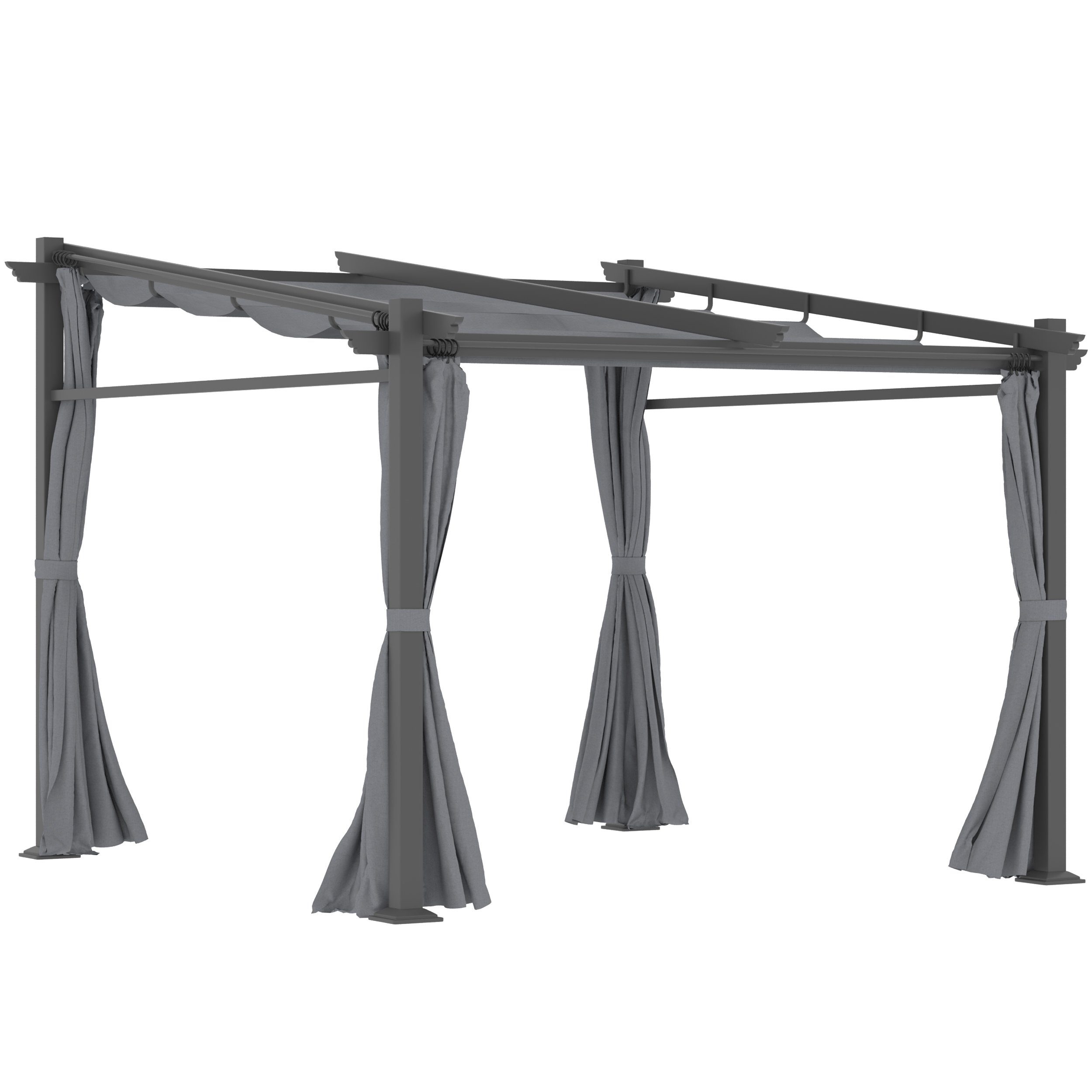 Outsunny Pergola inklusive Befestigungsmaterial, ausziehbares Dach, BxTxH: 297x295x230 cm, (Pavillon, 1-tlg., Pergola), für Garten, Balkon, Dunkelgrau