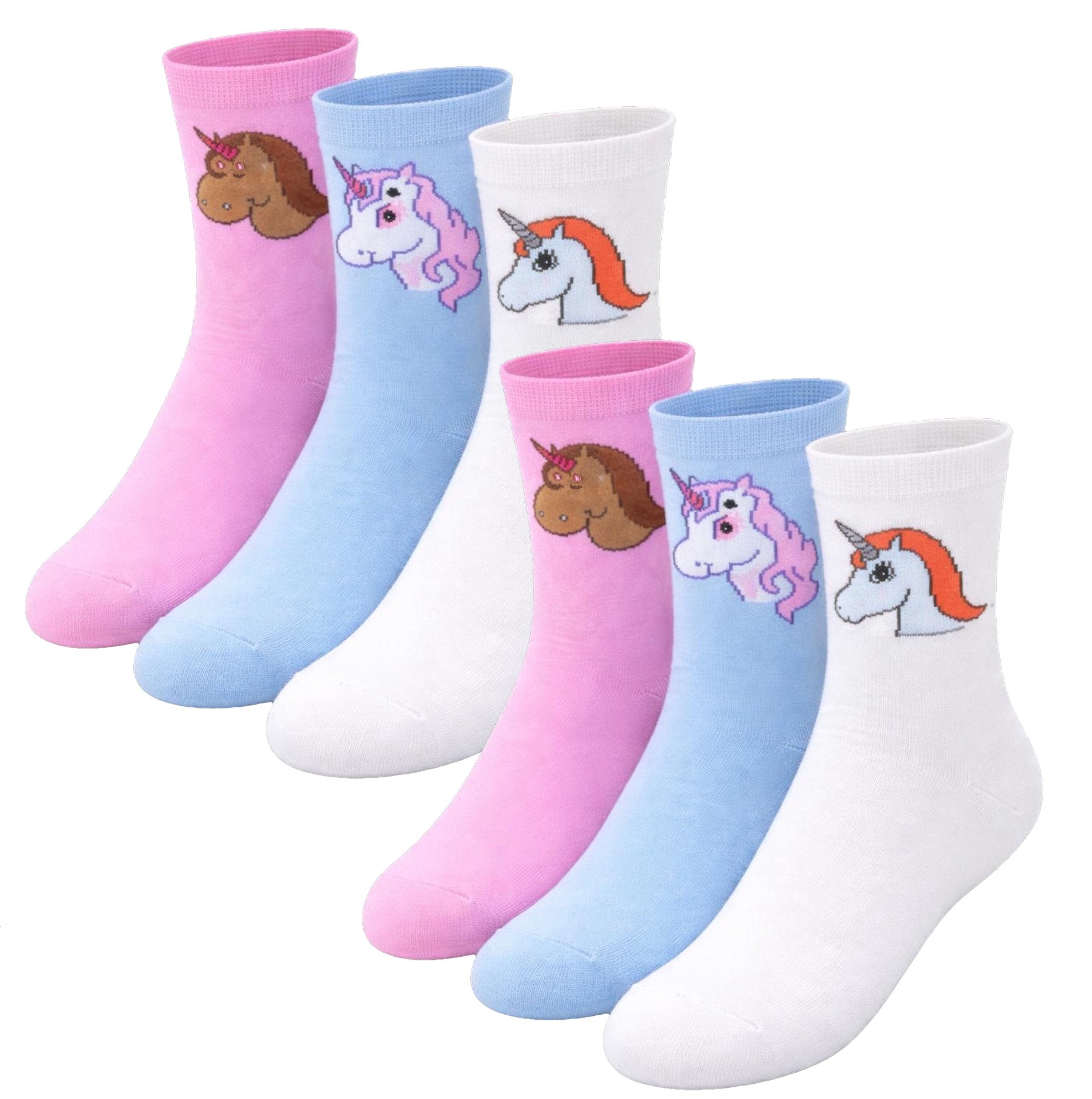 Freizeitsocken Lustige farbig Mädchen & Damen Einhorn-Socken Einhörner viel Baumwolle