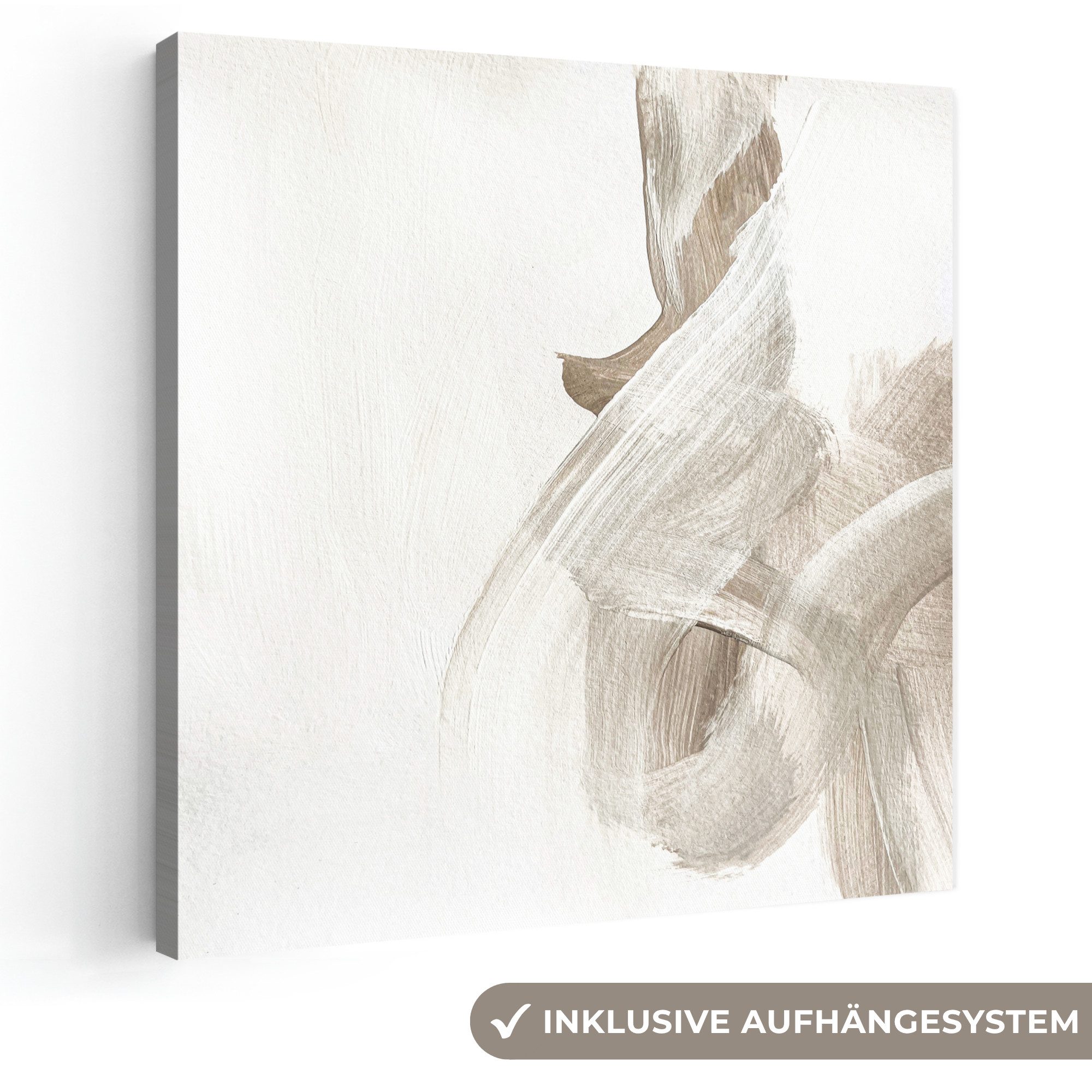 OneMillionCanvasses® Leinwandbild Abstrakt - Moderne Kunst - Beige, Fotodruck (1 St), Wandbild, Deko Schlafzimmer Wohnzimmer Flur 20x20 cm