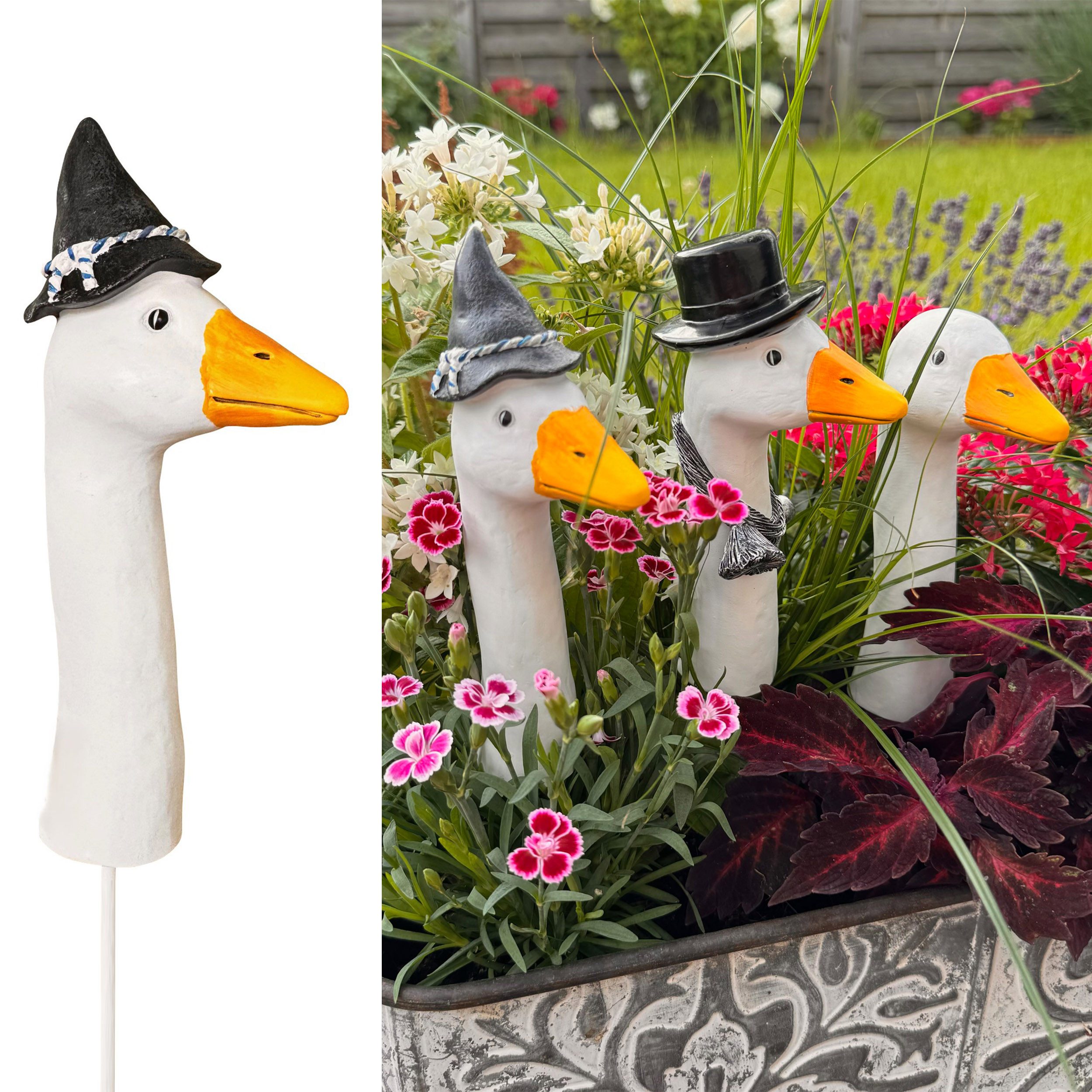 Online-Fuchs Gartenstecker BLUMENSTECKER Gartenfiguren Gänsehals, Gans (Ca. günstig online kaufen