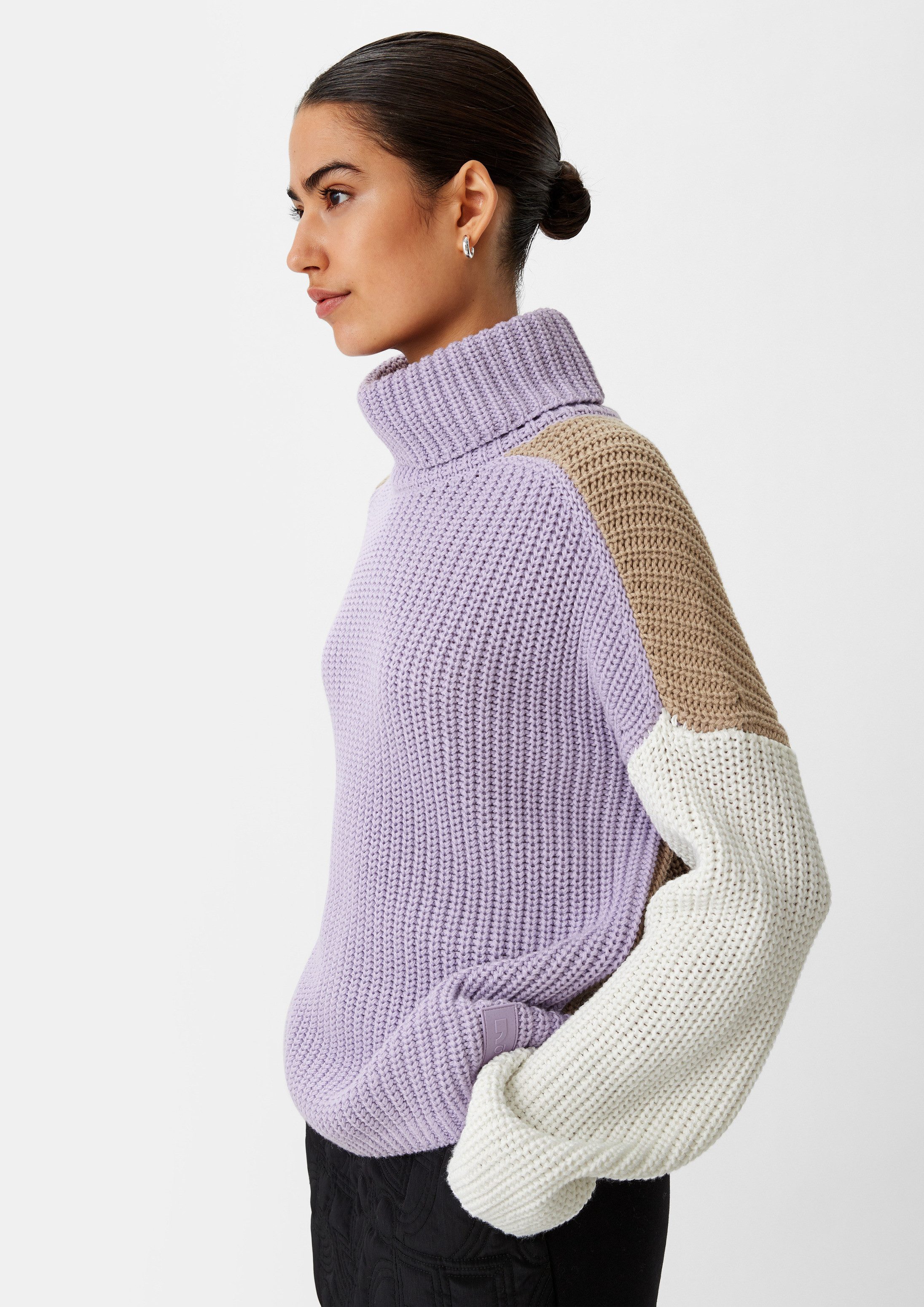 comma Longpullover Strickpullover Rippstrickpullover mit Label-Patch