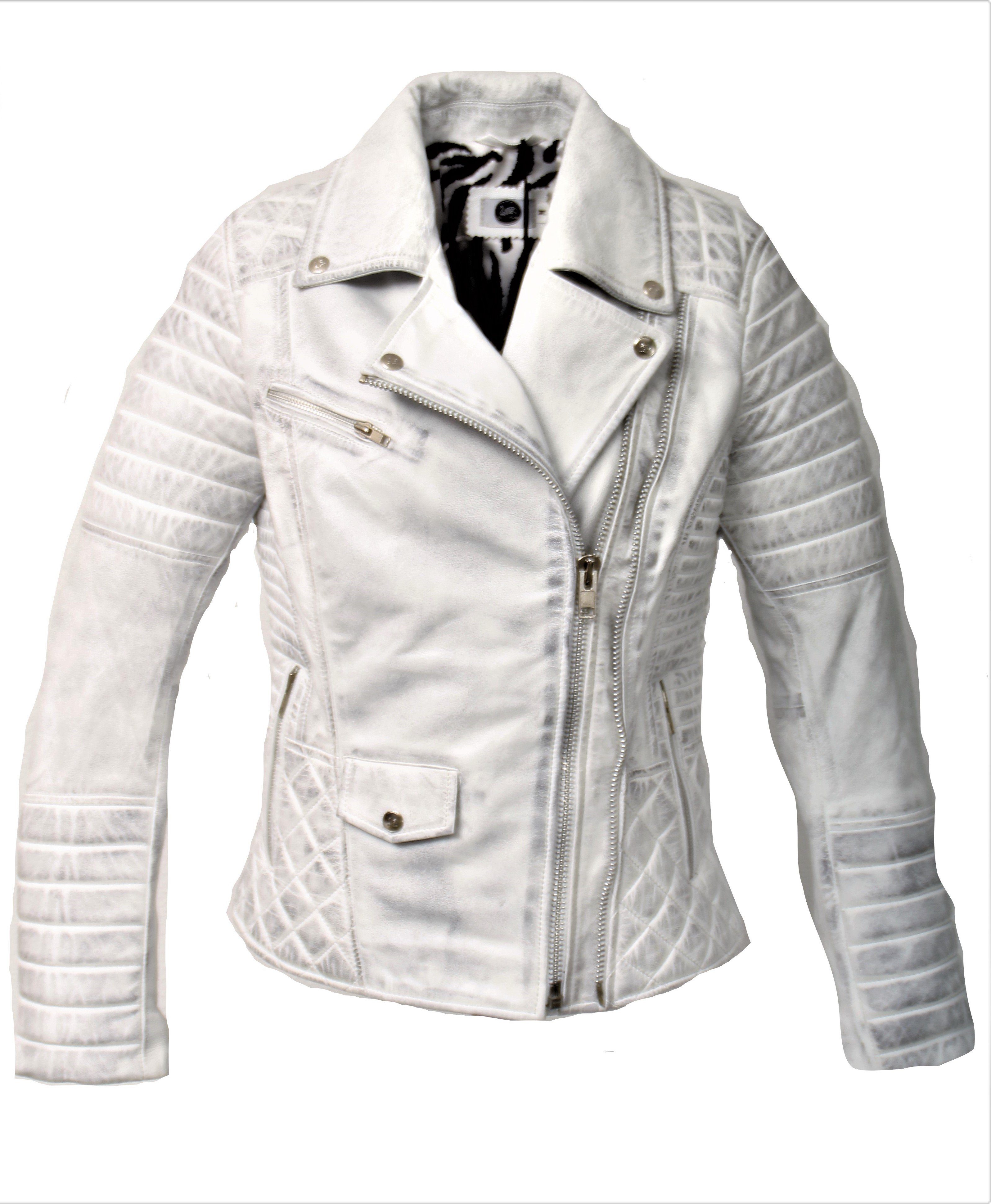 Lederjacke Helsinki weiß Damen