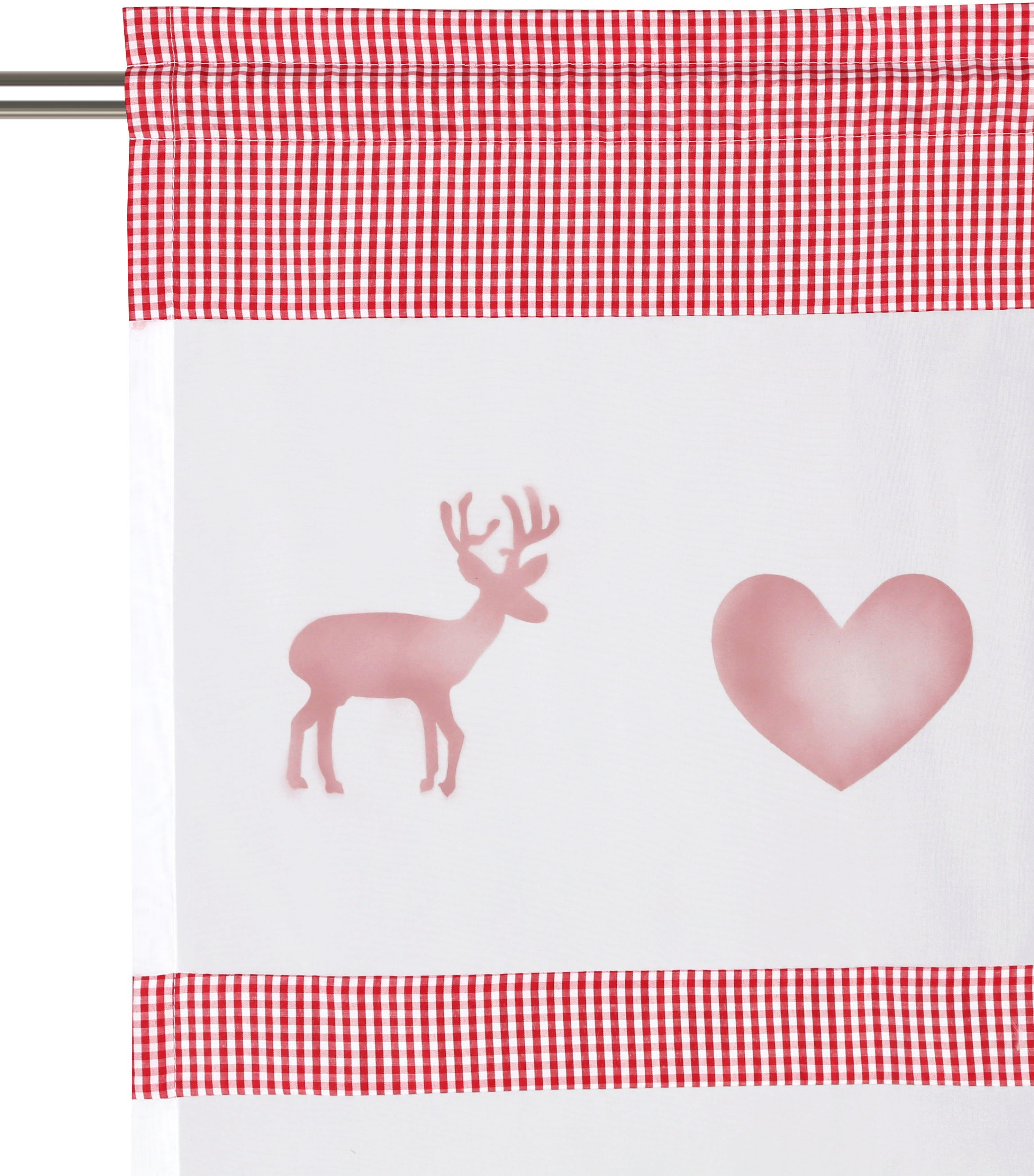 my Gardine die Gardine red Elk, St), Raffhalter home, halbtransparent, Inkl. (1 Stangendurchzug Weihnachtliche